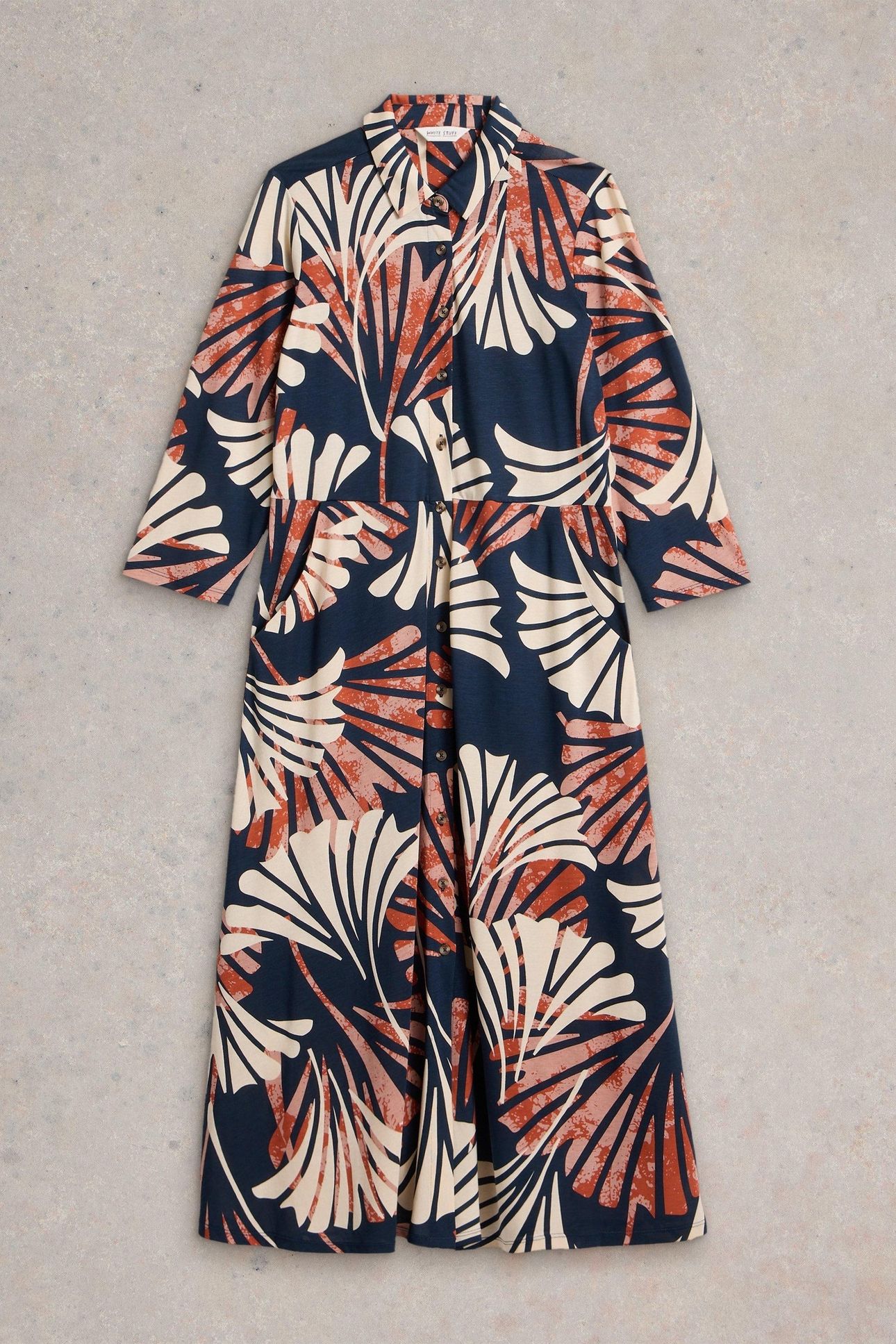 RUA JERSEY SHIRT DRESS NAVY MULTI 4