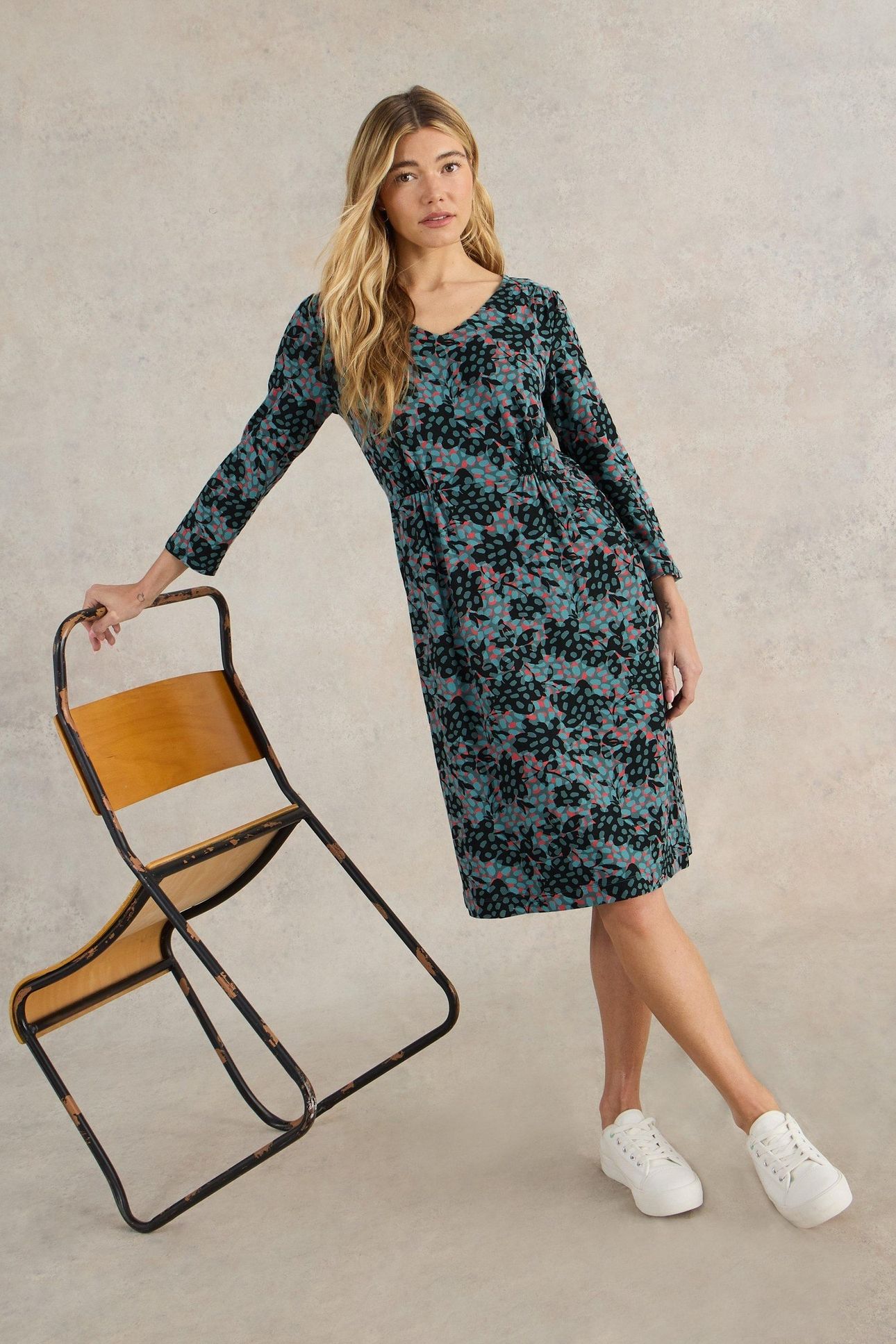 TALLIE JERSEY DRESS TEAL MULTI 7