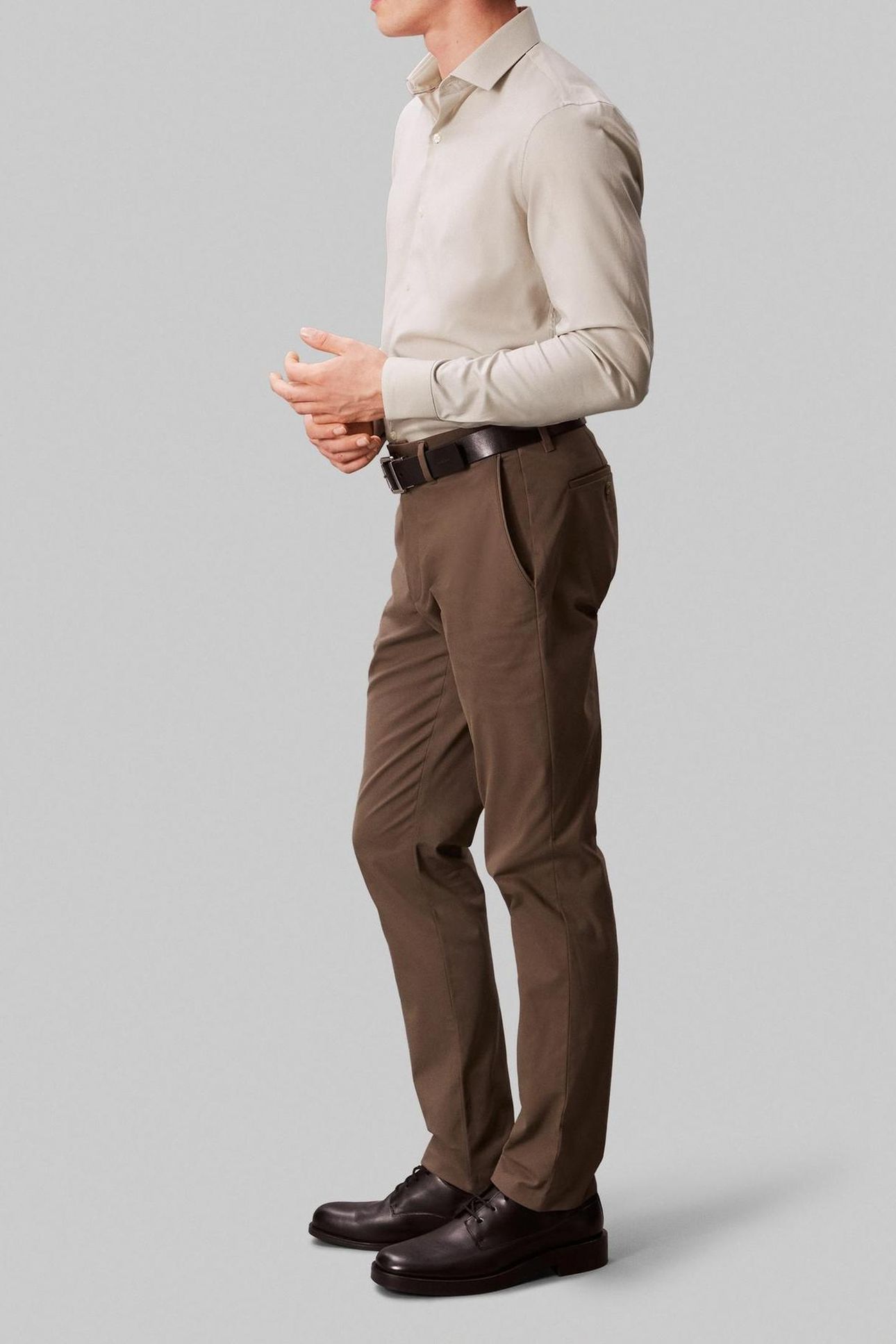 SLIM ESSENTIAL POPLIN SHIRT TAUPE 4