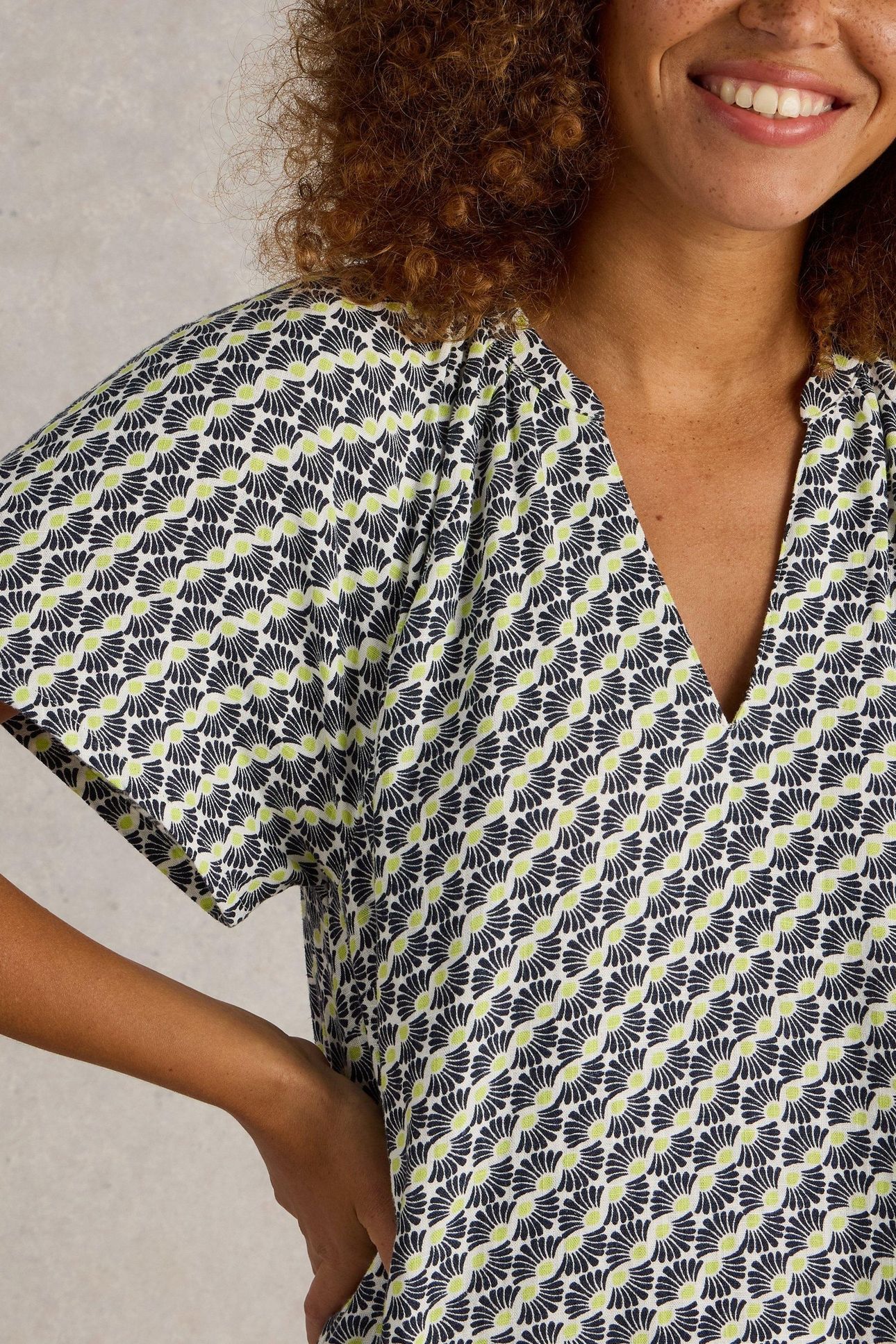 LINDSAY LINEN BLEND DRESS IVORY PRINT 5