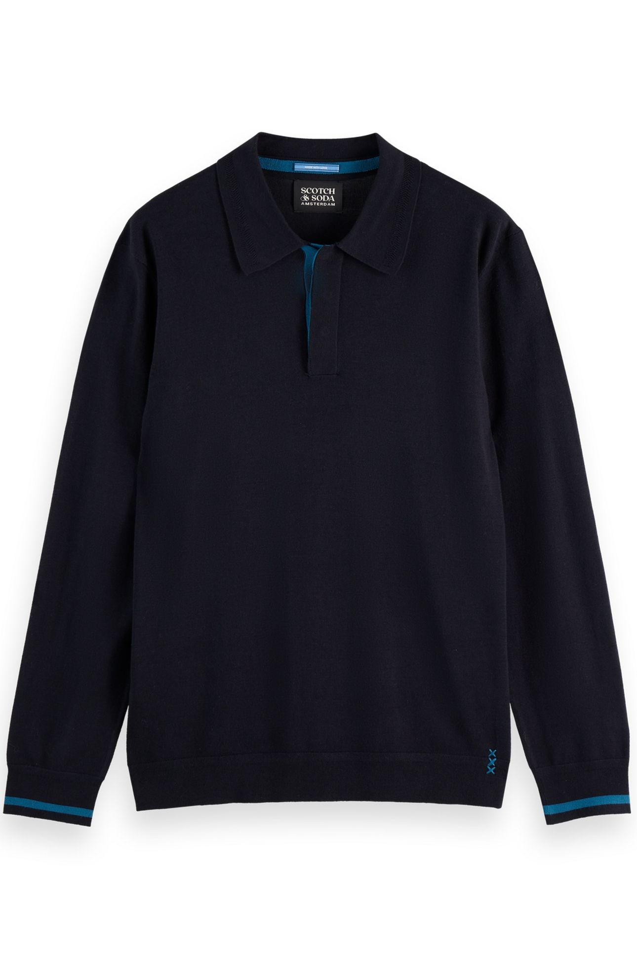 ECOVERO BLEND KNITTED LONG SLEEVE POLO ANTHRACITE 3