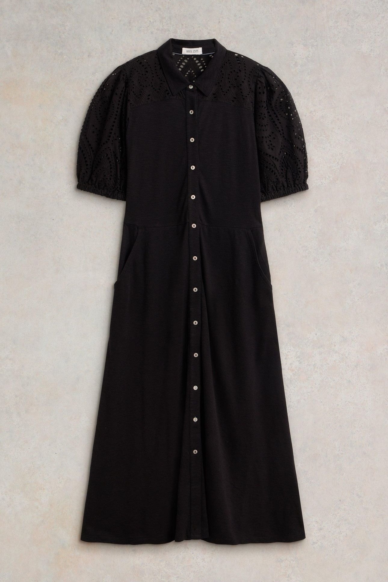 RUA BRODERIE SHIRT DRESS PURE BLACK 3