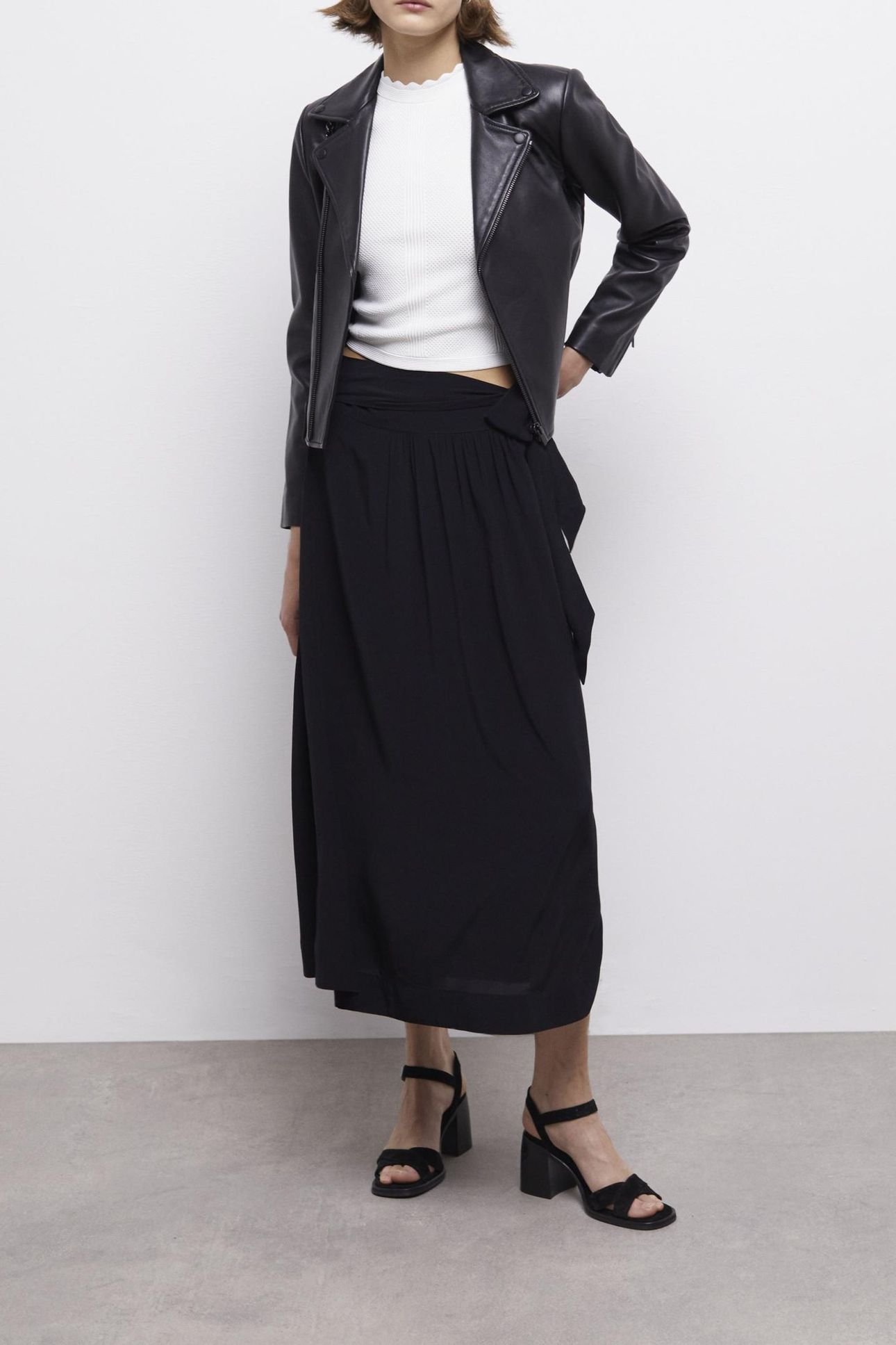 LONG TIED SKIRT BLACK 1