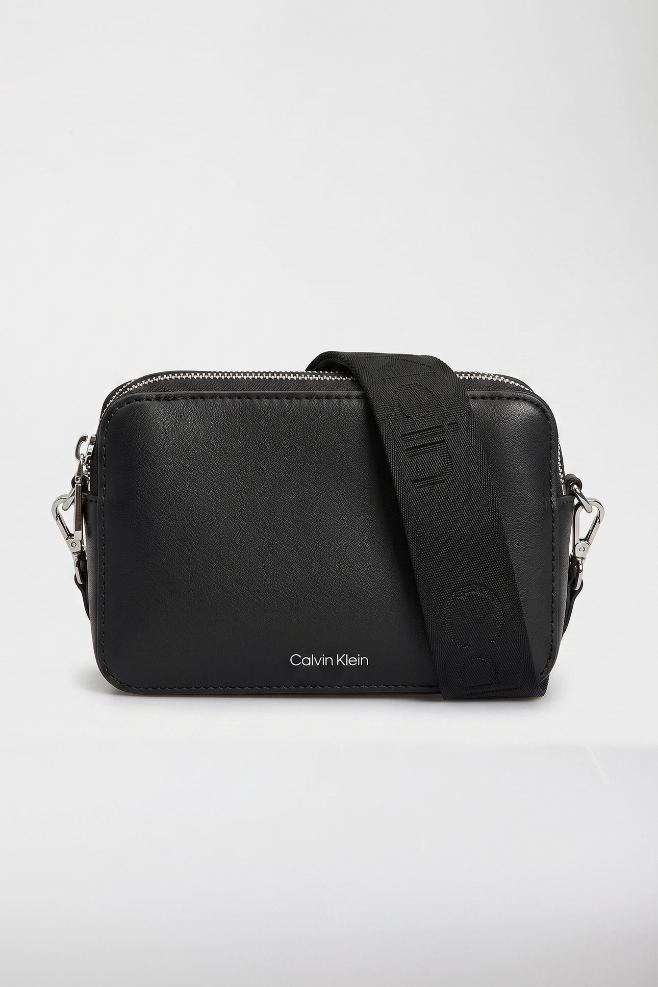 WEBBING DOUBLE STRAP CROSSOVER BLACK/SHINY NICKEL 2