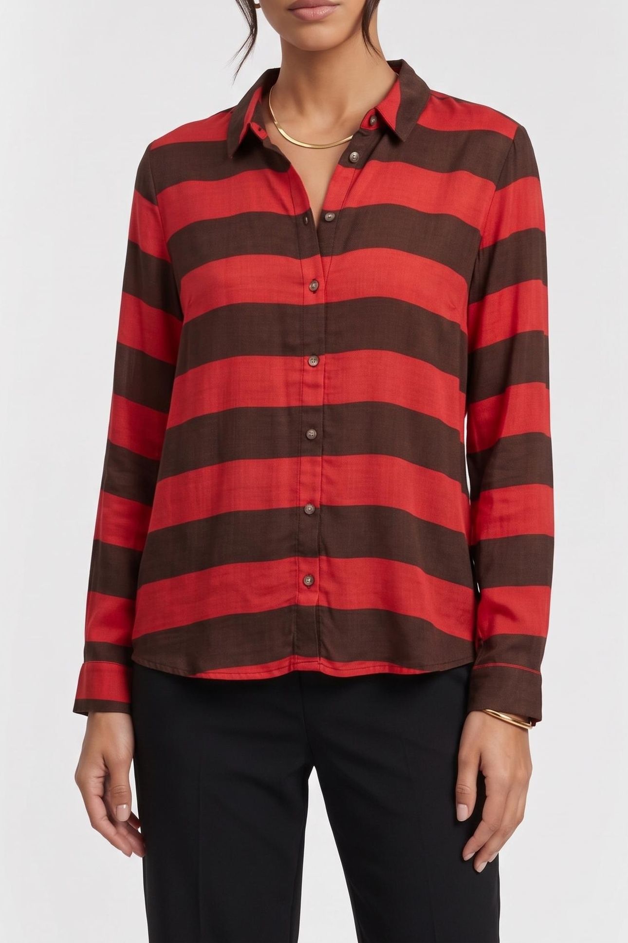 CATHEYS VALLEY SHIRT MARINIERE MARRON ROUGE 1