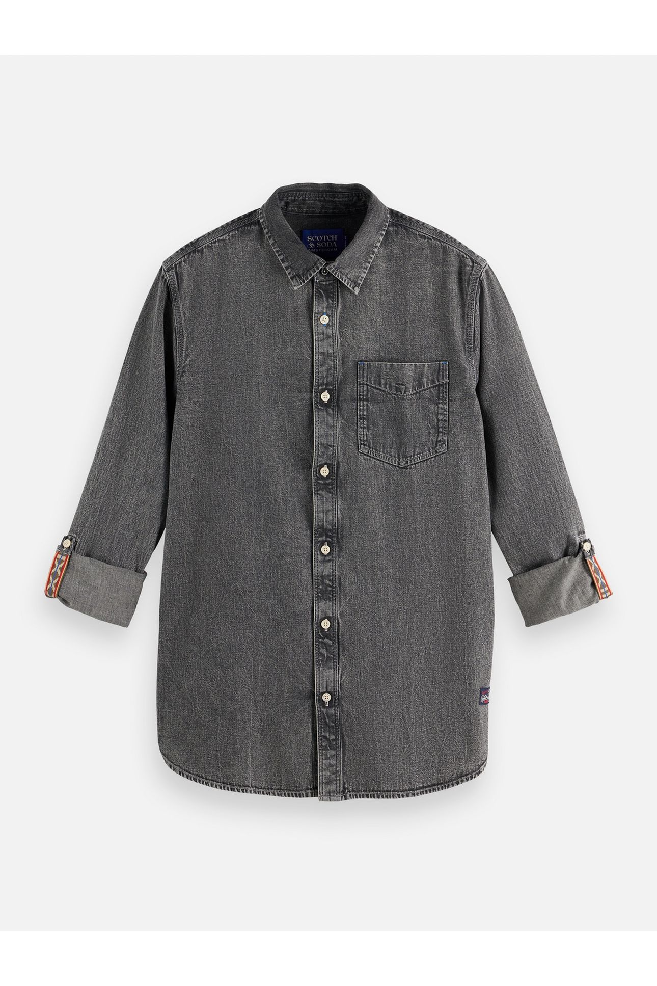 WASHED 1 POCKET BLACK DENIM SHIRT BLACK SPARK 4