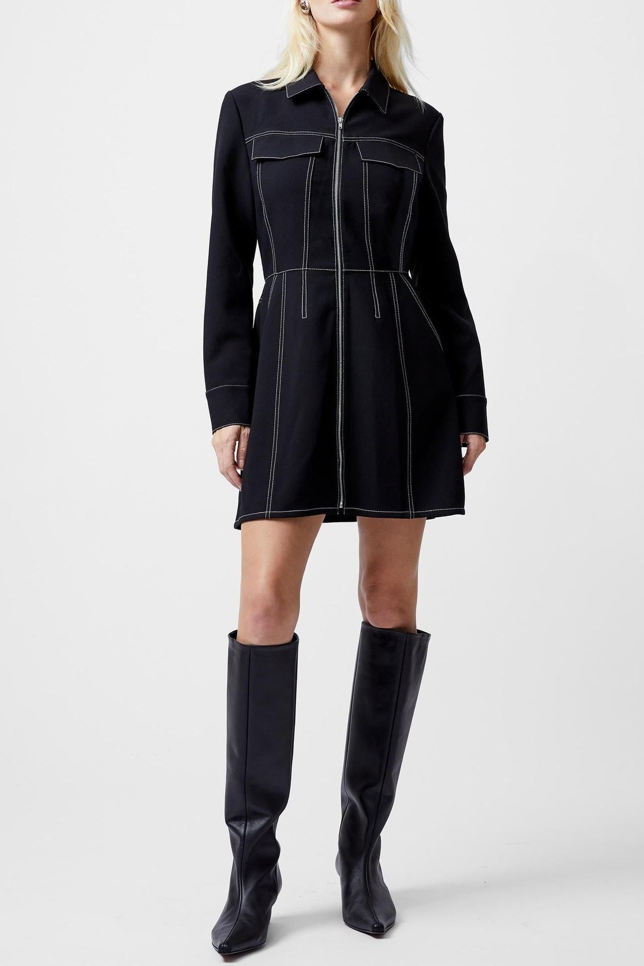 AZRA TWILL MINI DRESS BLACK 1