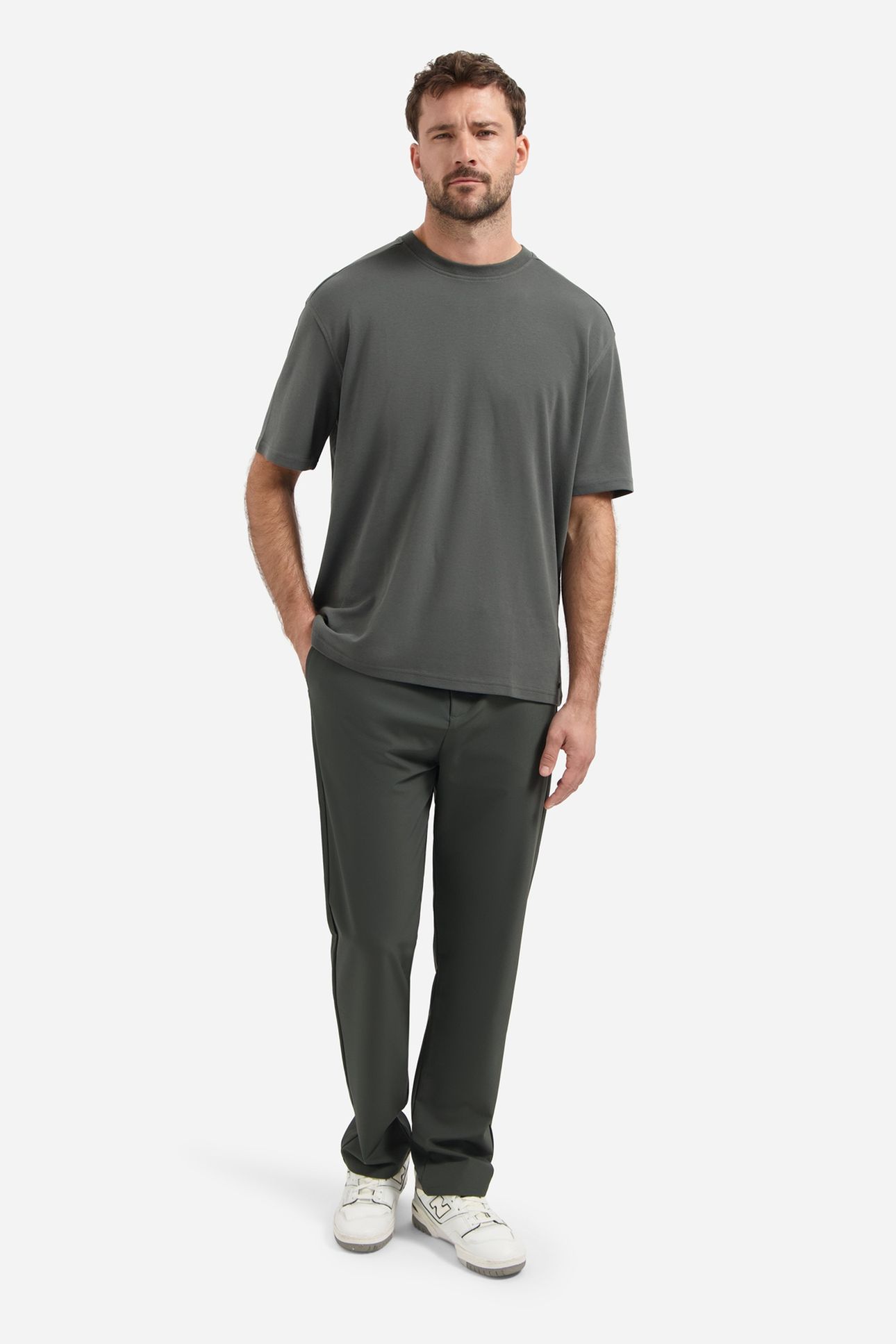 T-SHIRT CREWNECK SOLID HEAVY INTERLOCK DARK STEEL 3