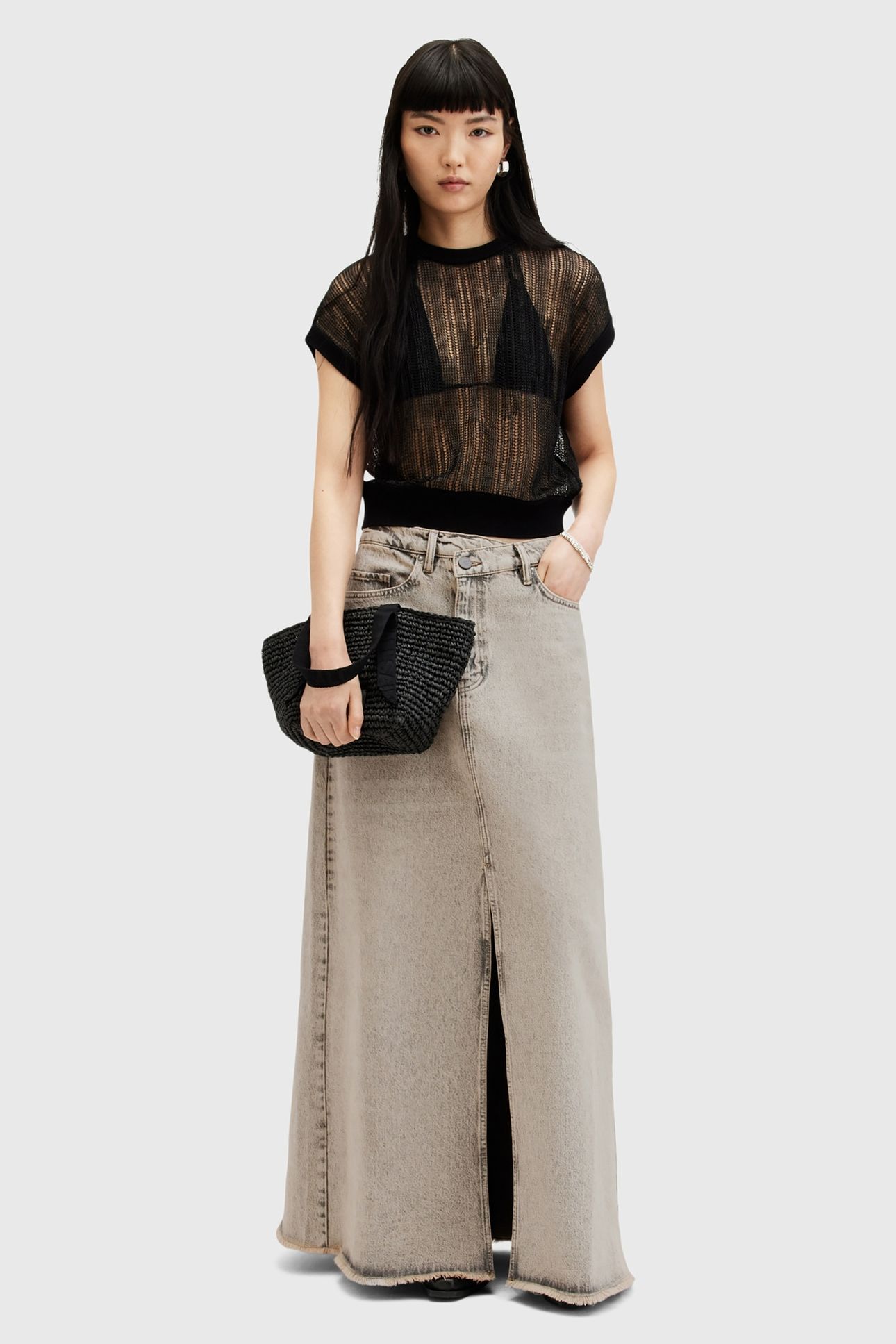 NOIR MAXI SKIRT SAND GREY 2