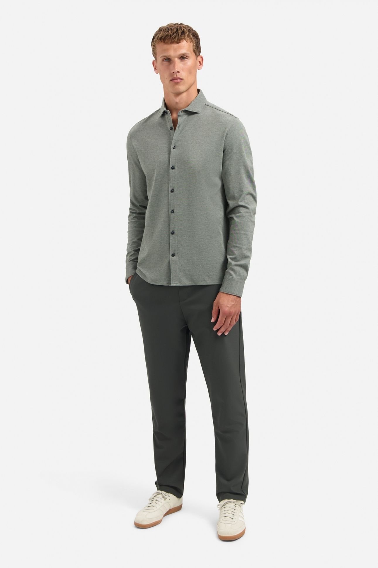 SHIRT JERSEY MELANGE STRETCH DARK GREEN 1