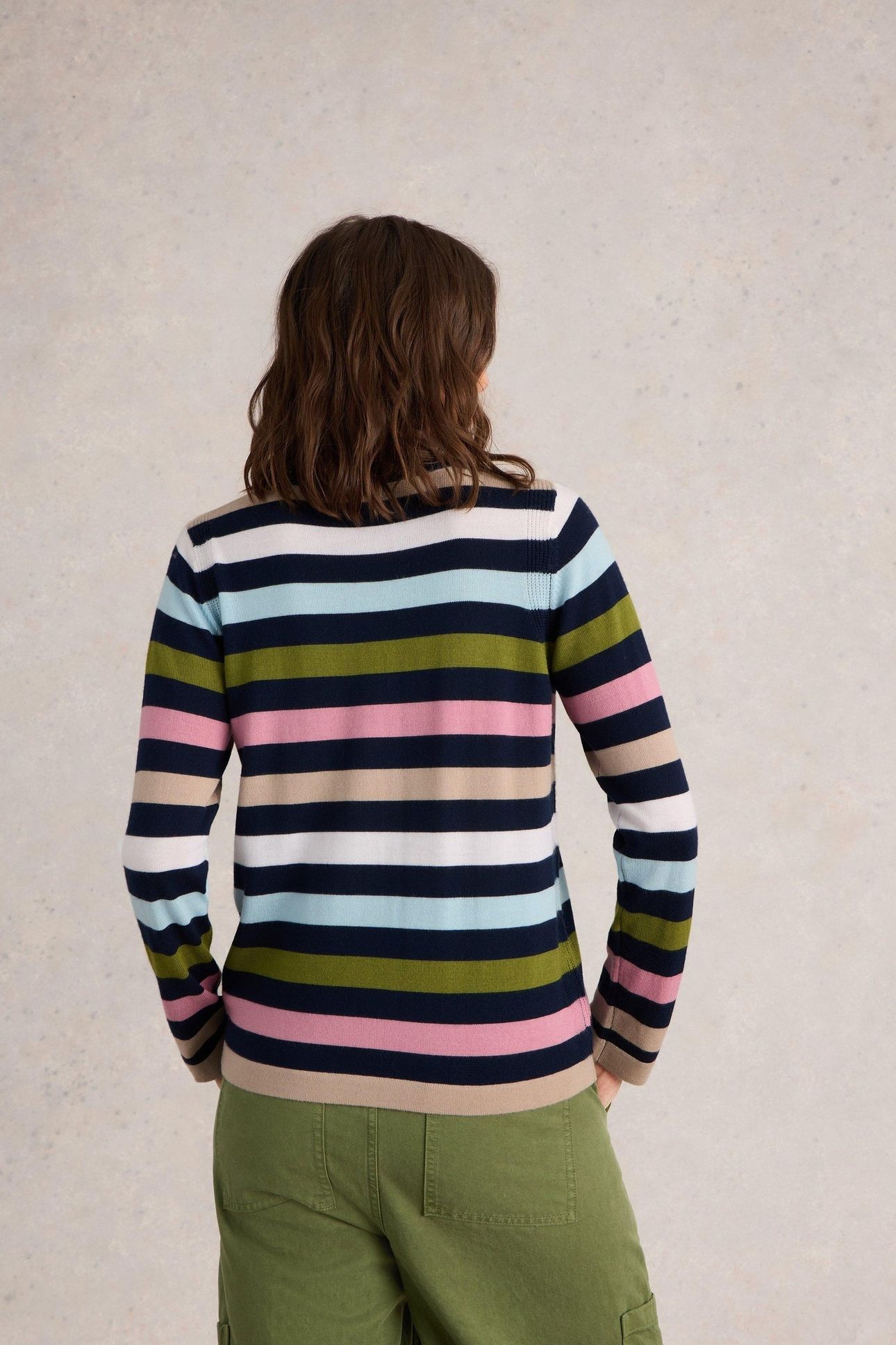 MULTI STRIPE CREW MERINO NAVY MULTI 2