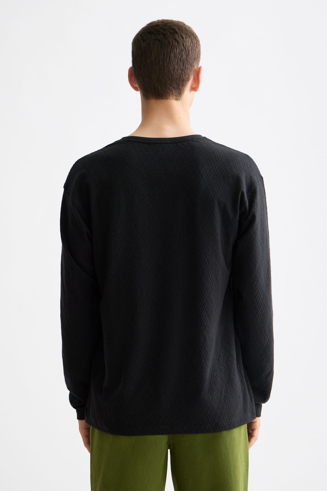 RELAXED FIT JACQUARD KNIT T-SHIRT ANTHRACITE 3