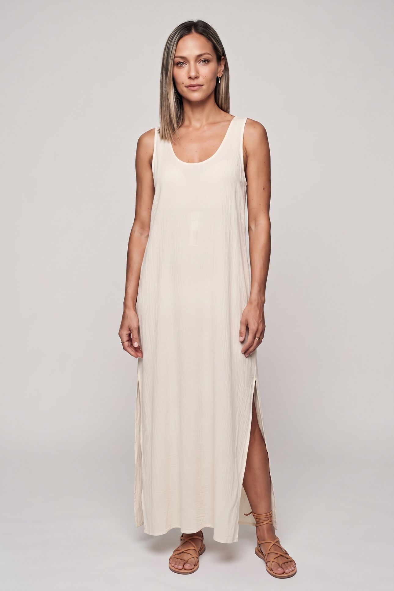 ZELIA CRINKLED ECOVERO DRESS WHITE 1