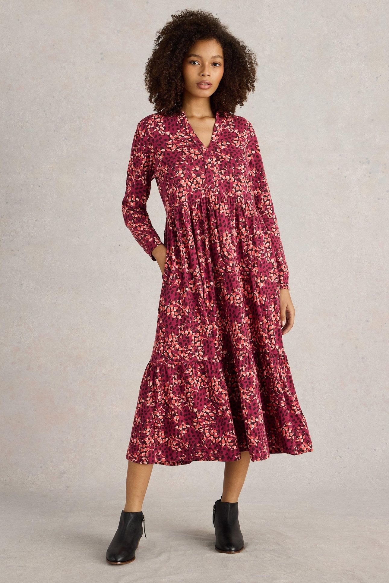 AIMEE JERSEY DRESS PLUM MULTI 2