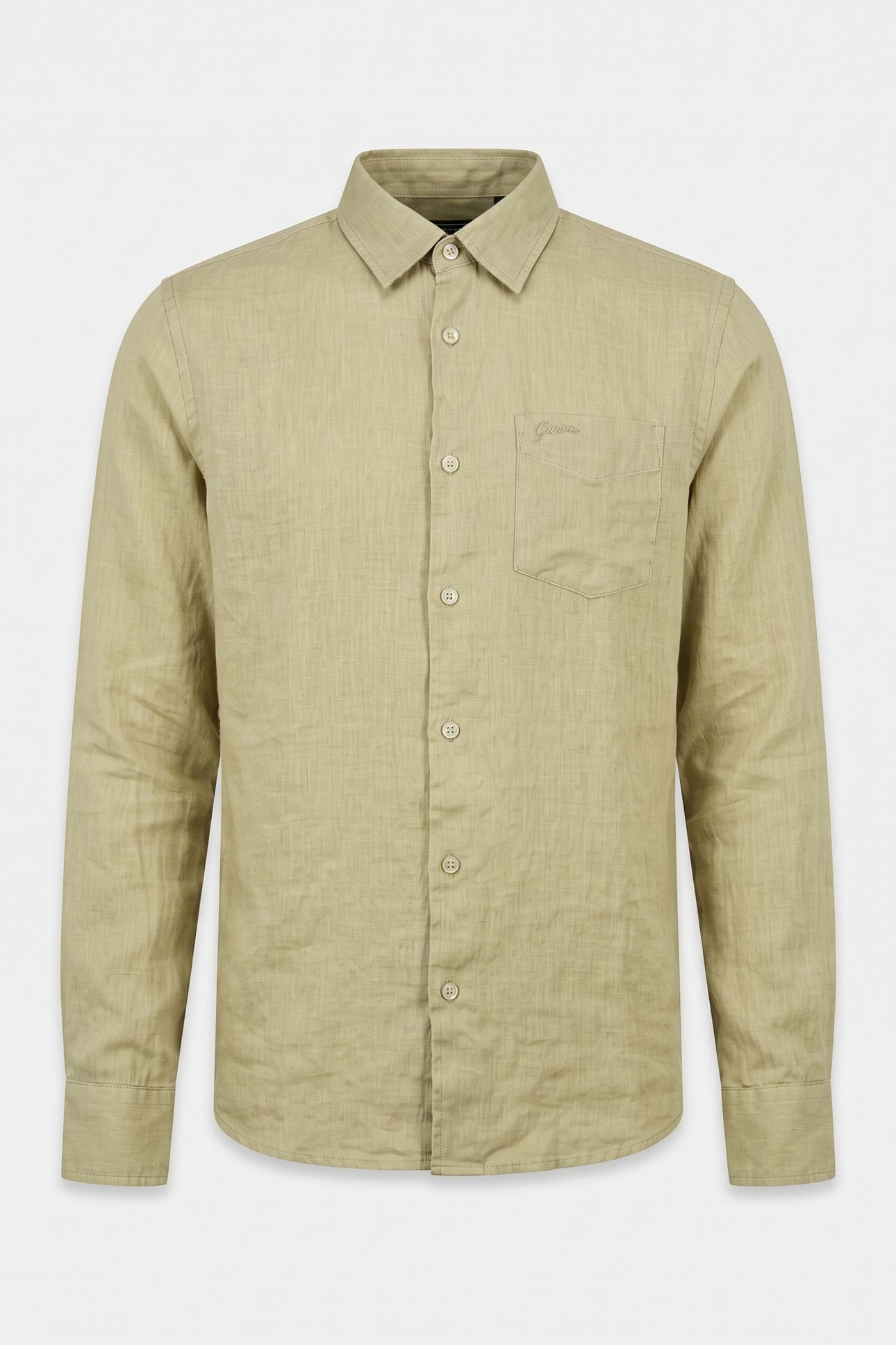 GUESS ECO LS NAPA LINEN SHIRT VETIVER LEAF MULTI 3