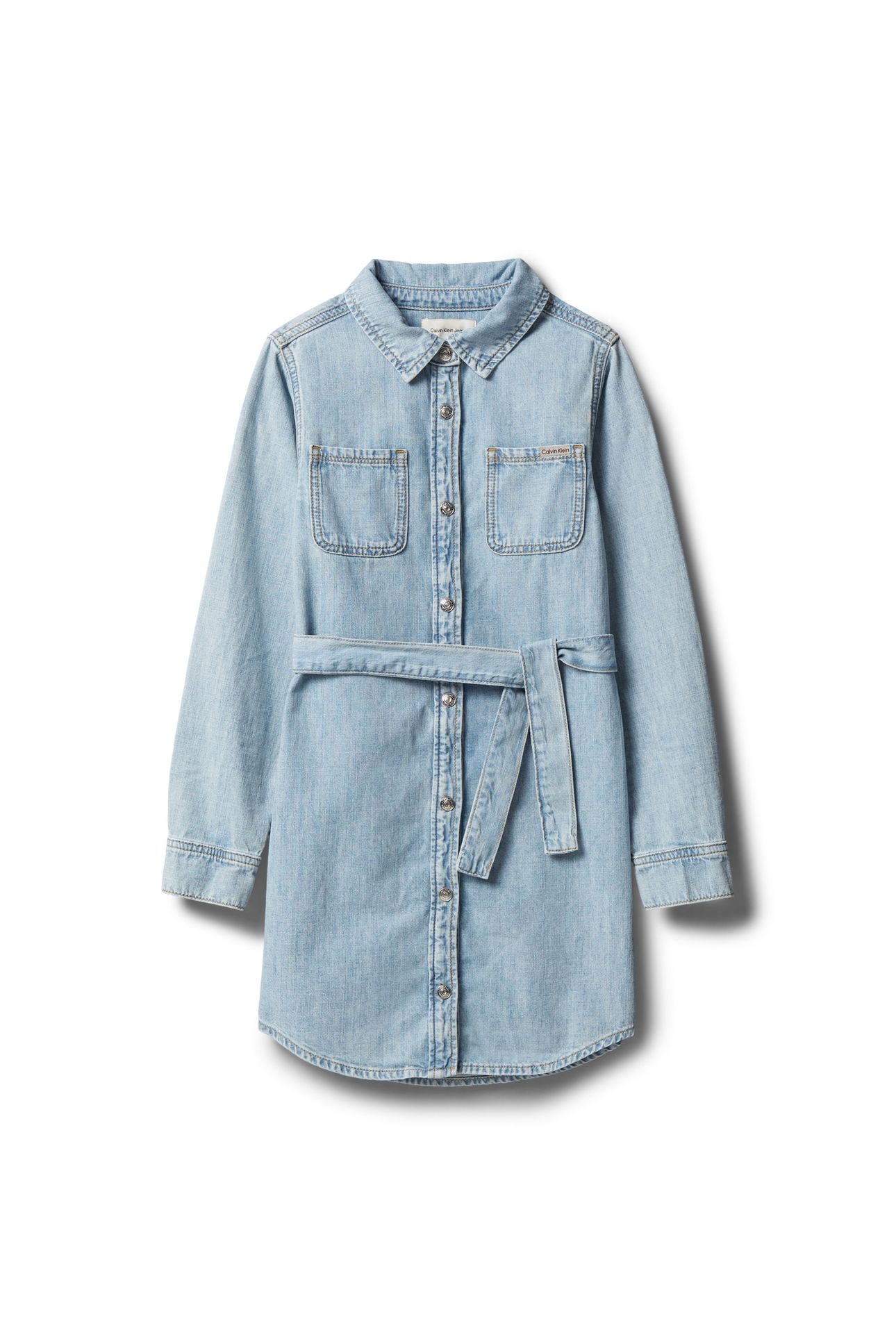 GIRLS DENIM SHIRT DRESS LONG SLEEVE ANDREW WASH 3