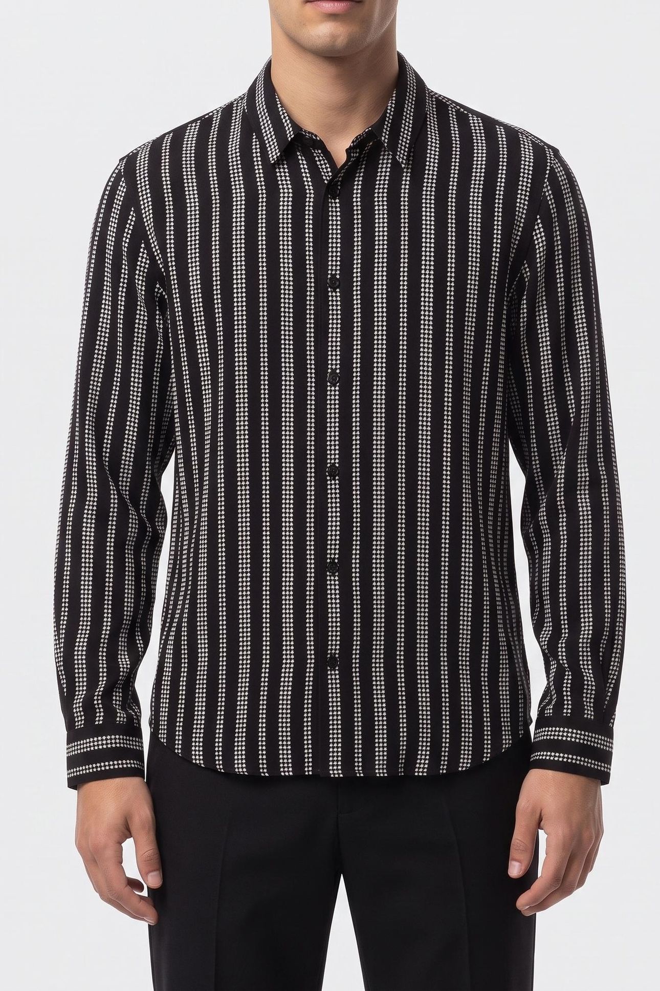 LONG-SLEEVED SHIRTS WITH CLASSIC COLLAR BLACK WHITE 1