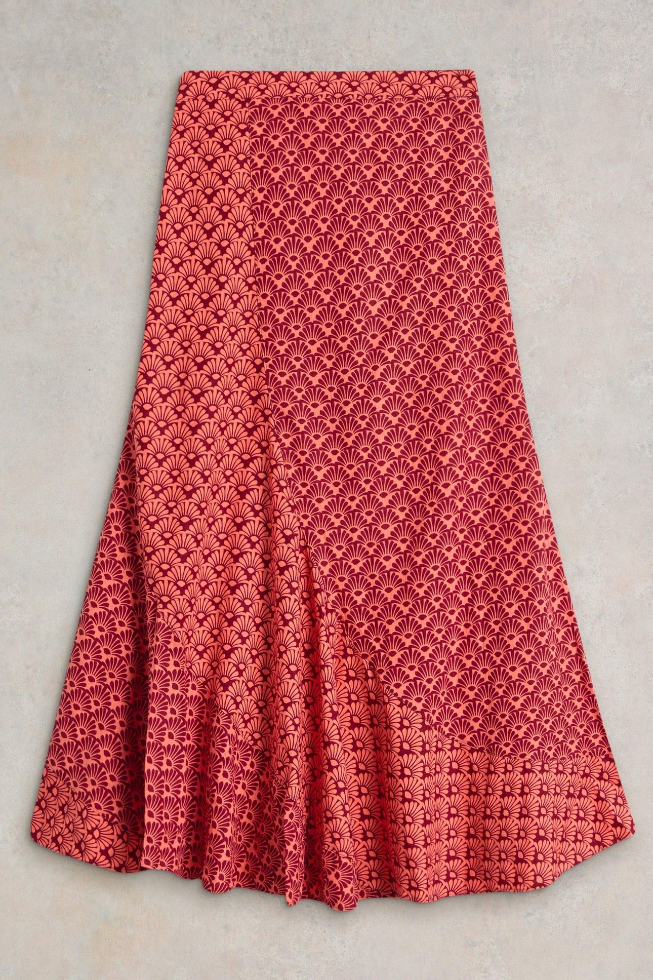 SARA LINEN BLEND MAXI SKIRT RED MULTI 5