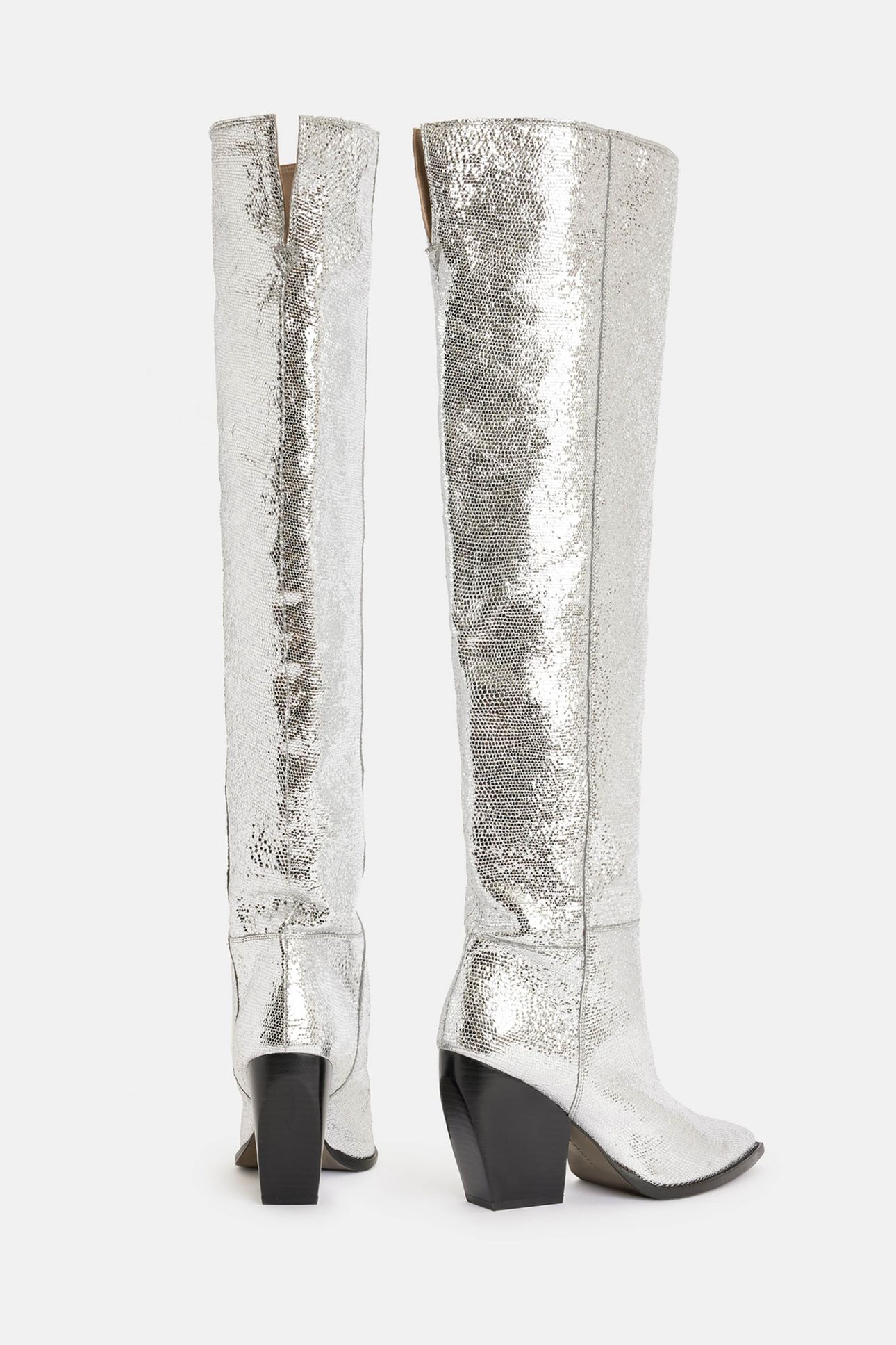 REINA METALLIC BOOT SILVER 6