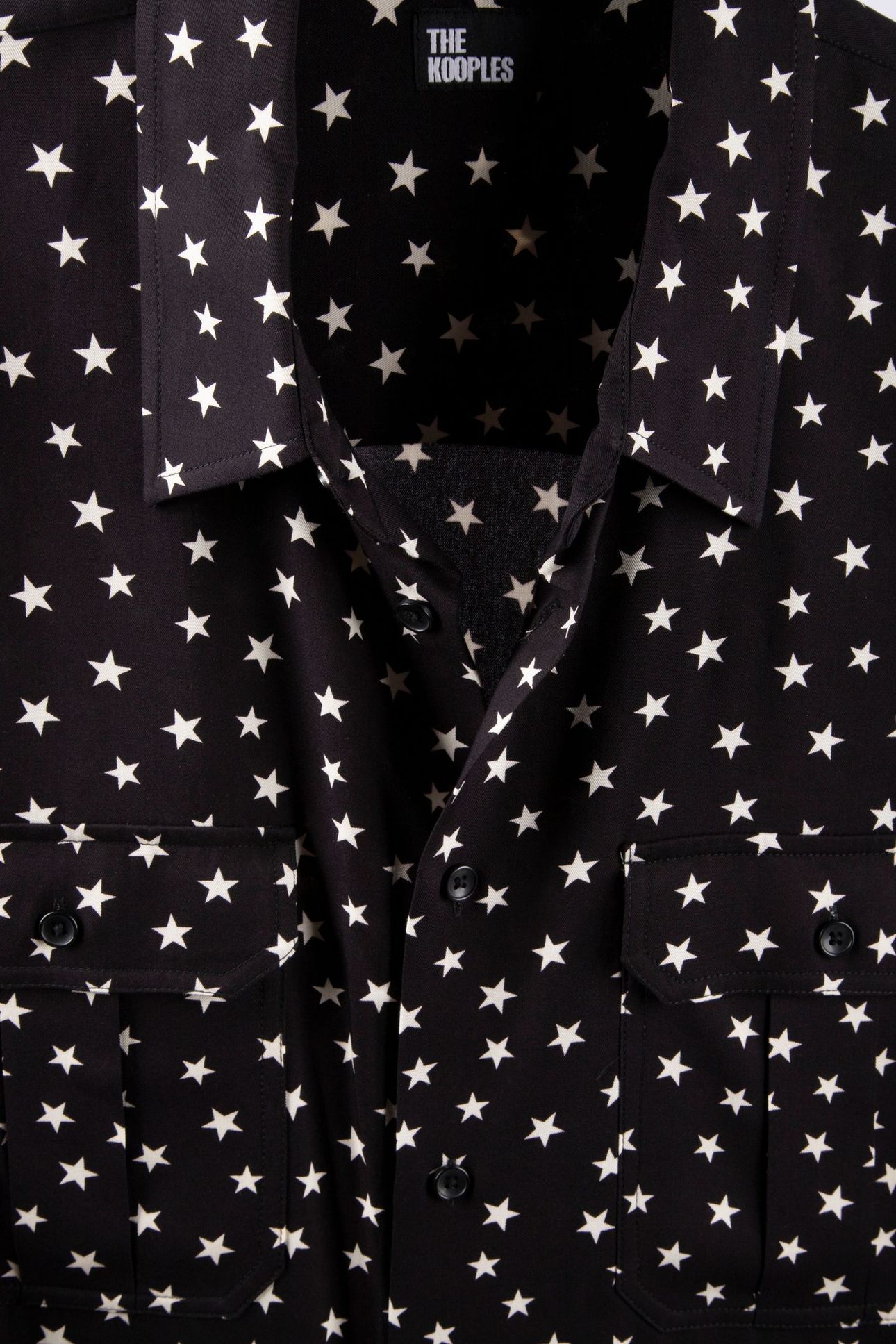 LONG-SLEEVED SHIRT WITH STAR PRINT BLACK WHITE 5