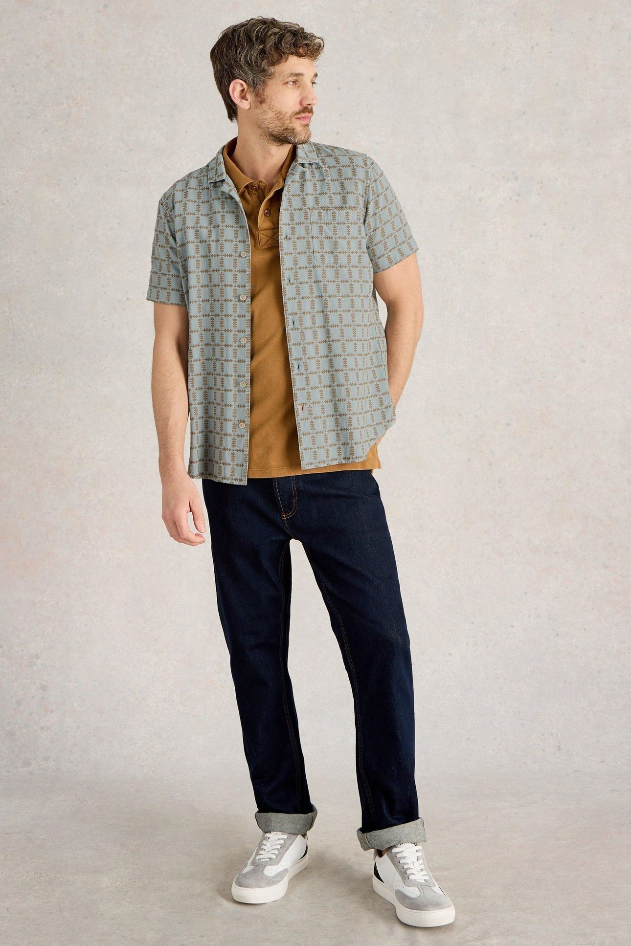 SS OVERDYE CHECK SHIRT LIGHT BLUE 1