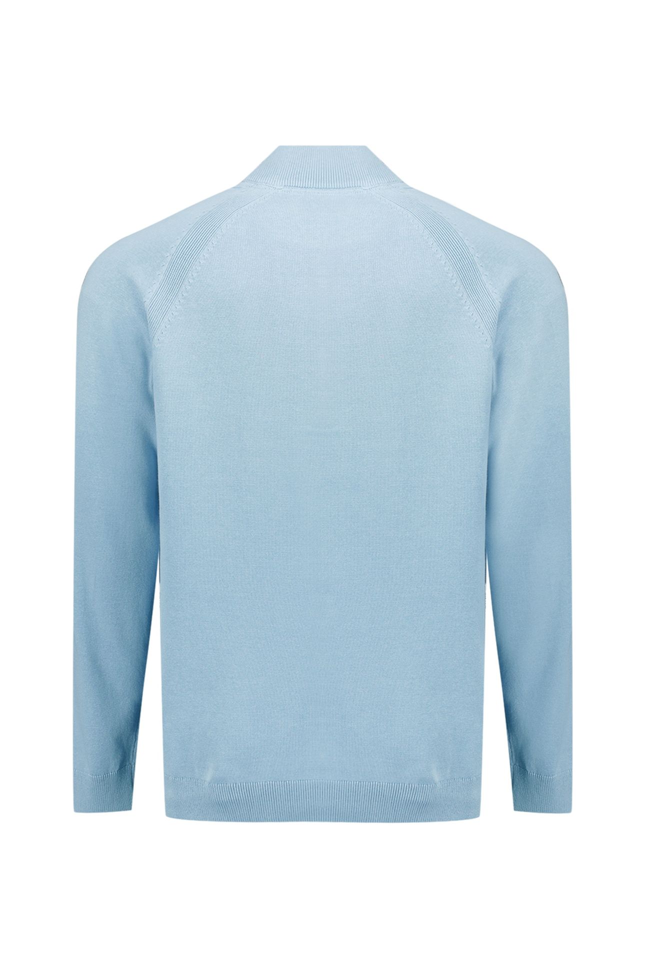 PULLOVER HALF ZIP HIGH COLLAR SOLID DUSTY BLUE 5