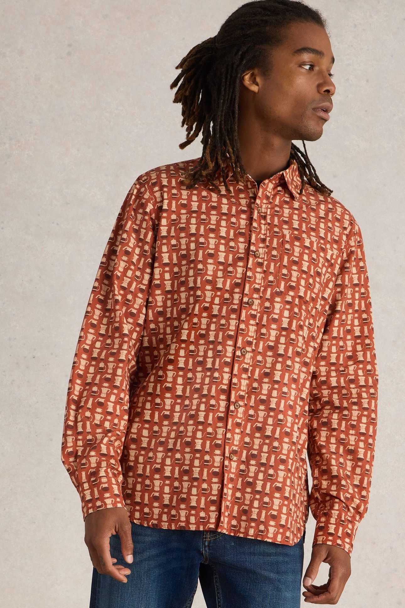 ESPRESSO PRINTED SHIRT ORANGE PRINT 2