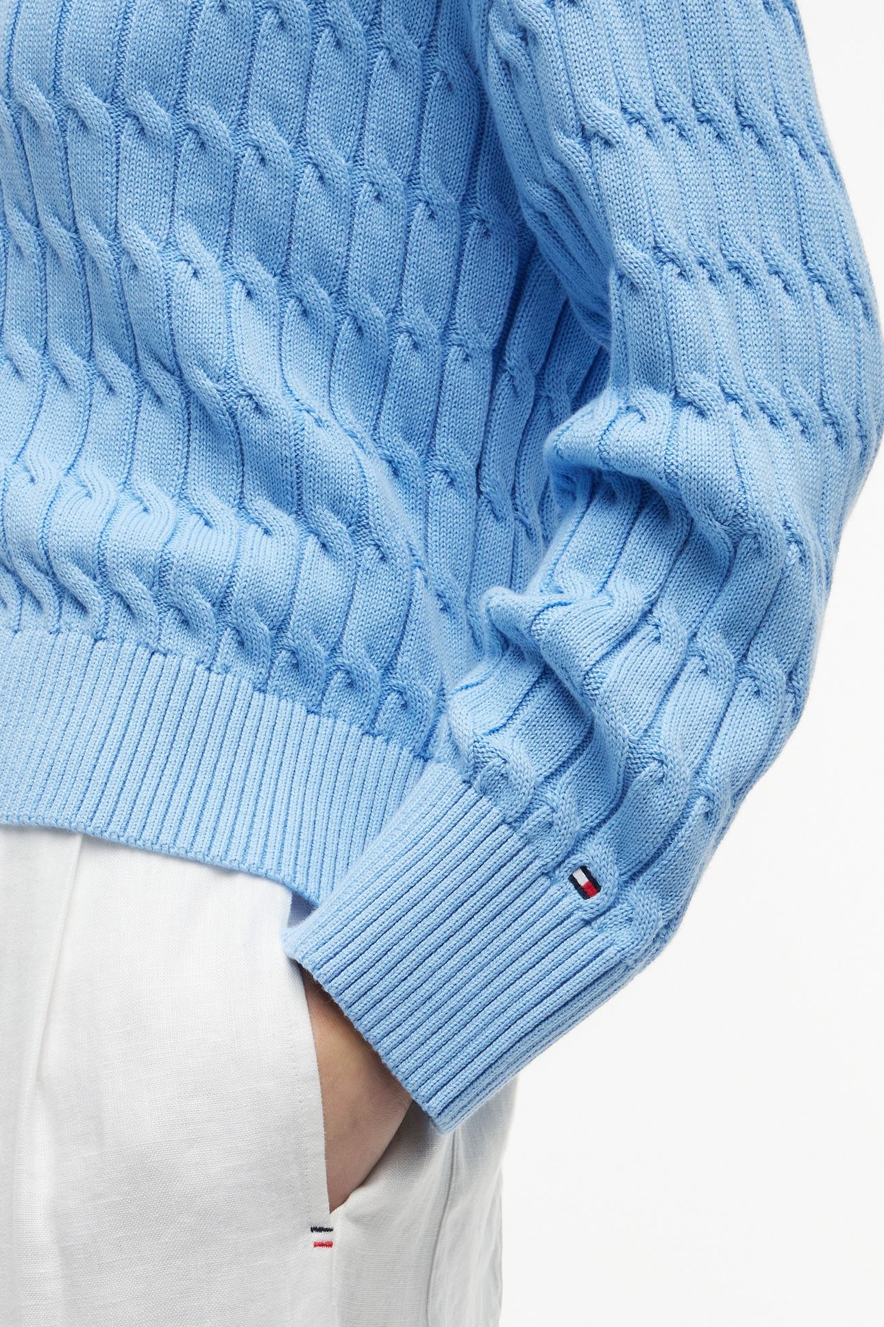 MID CABLE V-NECK LS VESSEL BLUE 5