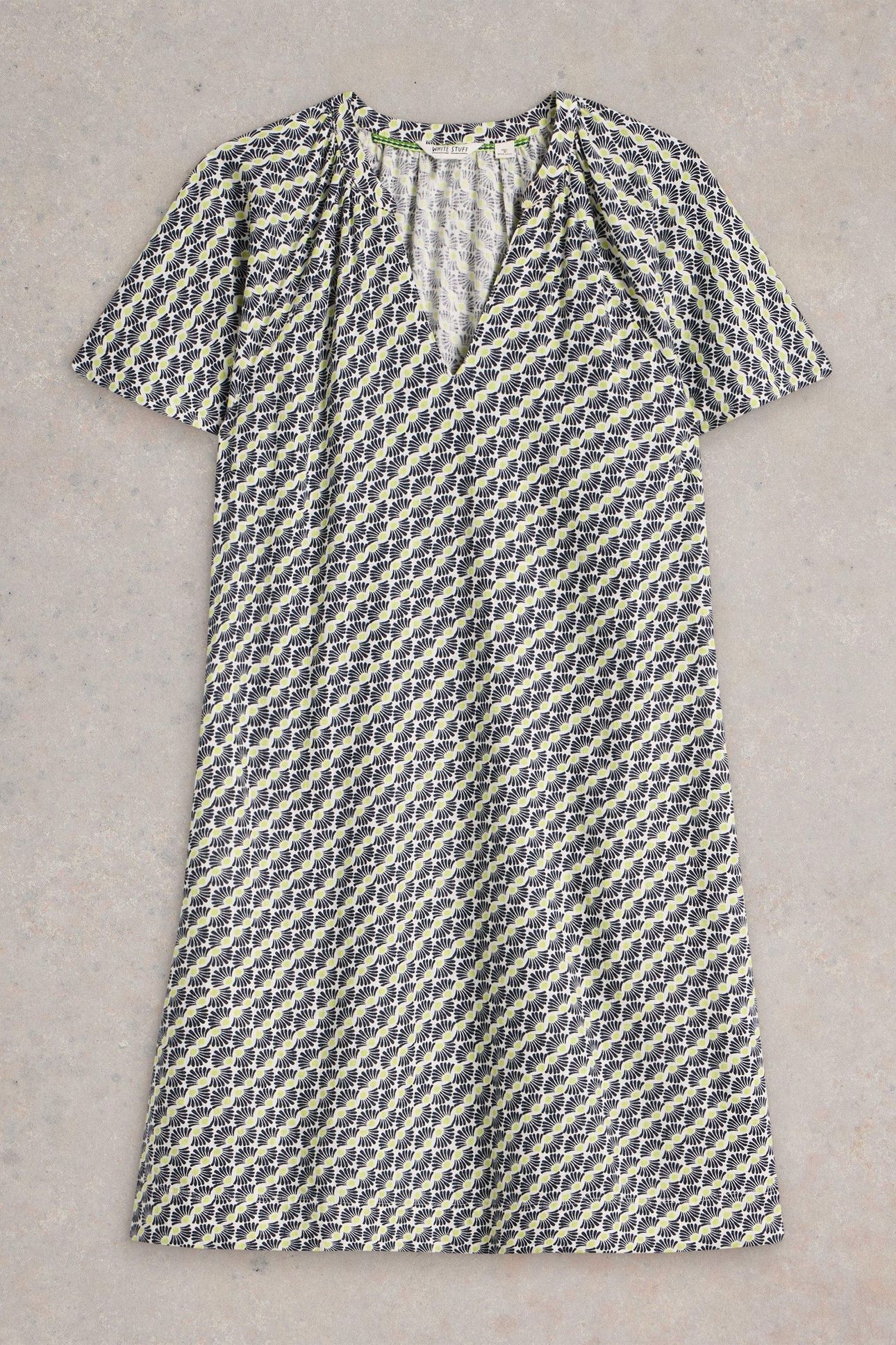 LINDSAY LINEN BLEND DRESS IVORY PRINT 3