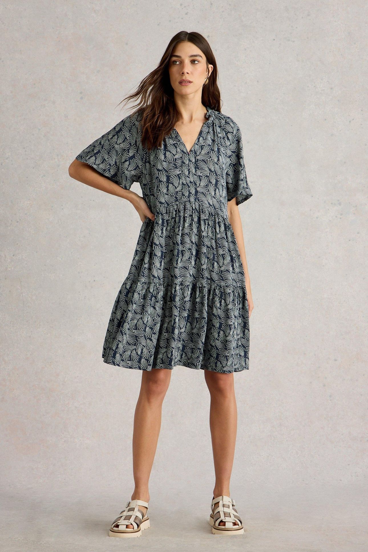 SOPHIA CRINKLE DRESS NAVY PRINT 2