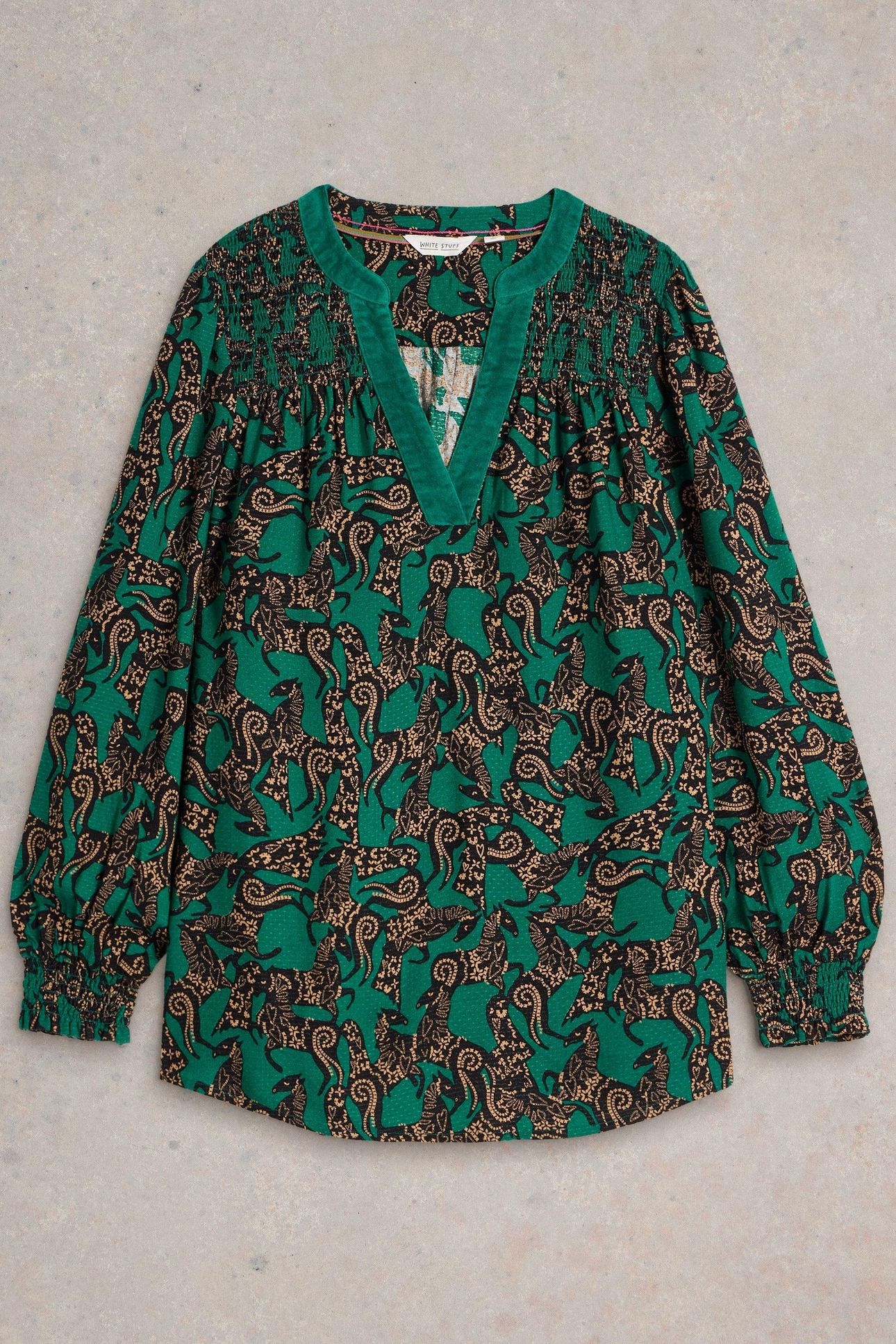 BAY PRINT LONGLINE TOP TEAL PRINT 4