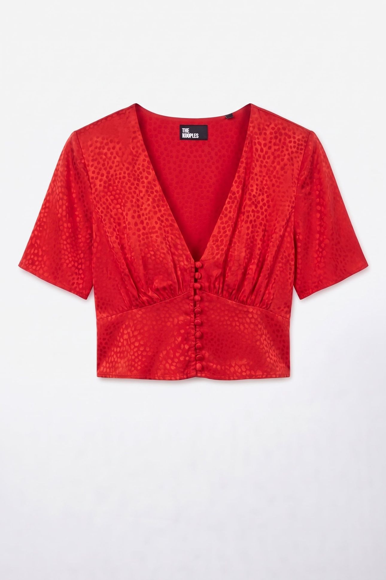 SHORT-SLEEVED TOP WITH BUTTON FRONT ORIENTAL RED 3