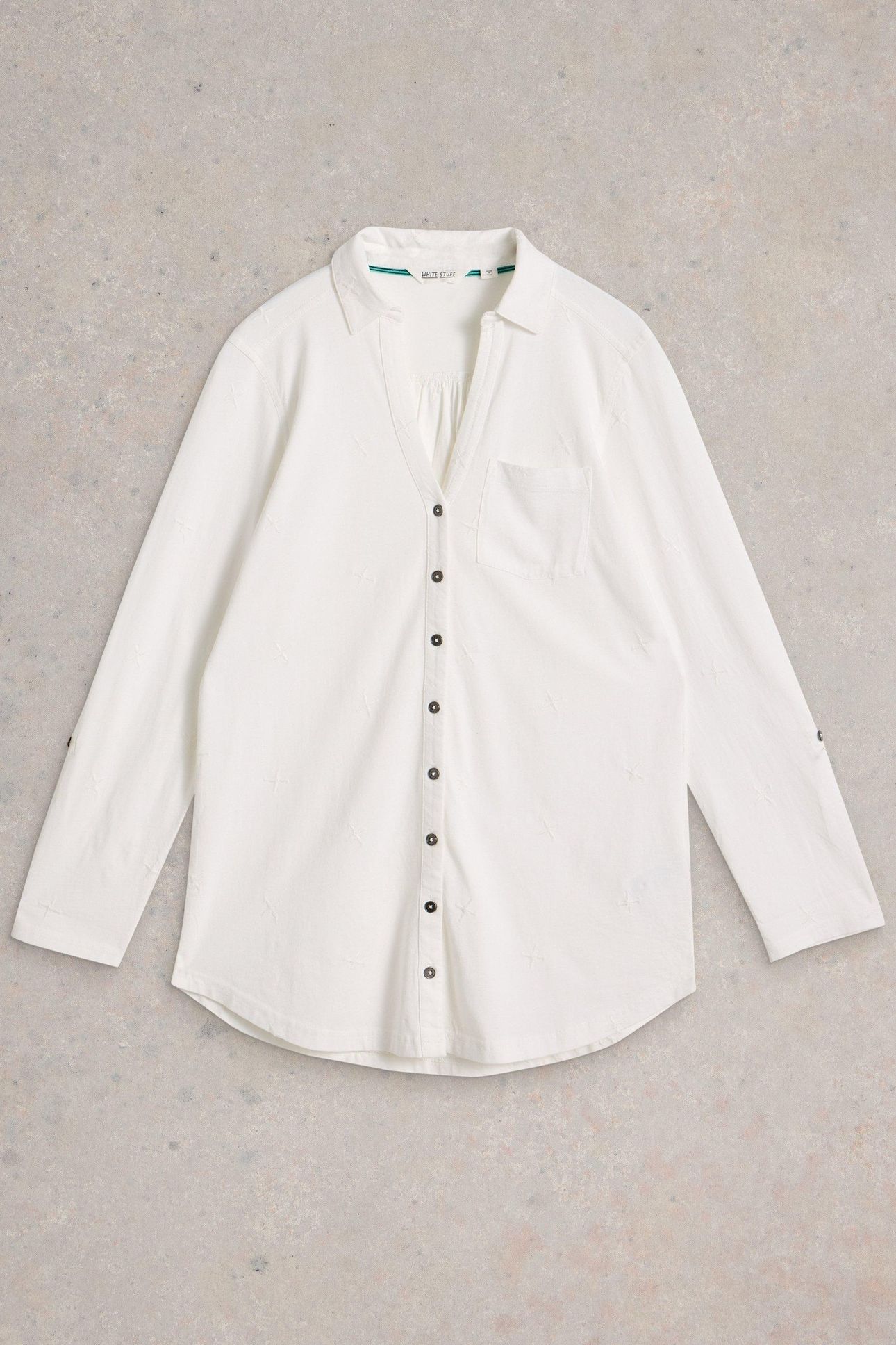 ANNIE EMB LONGLINE SHIRT BRILLIANT WHITE 4