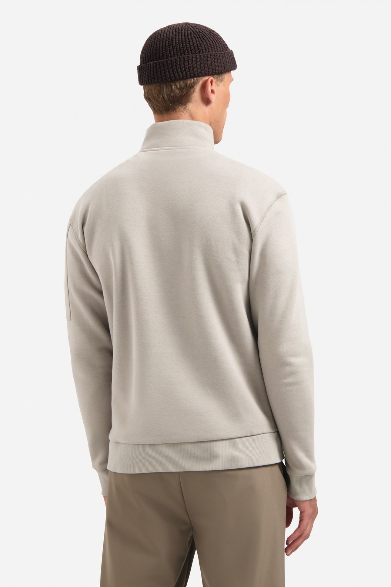 SWEATER HALF ZIP BRUSHED CLAY 3