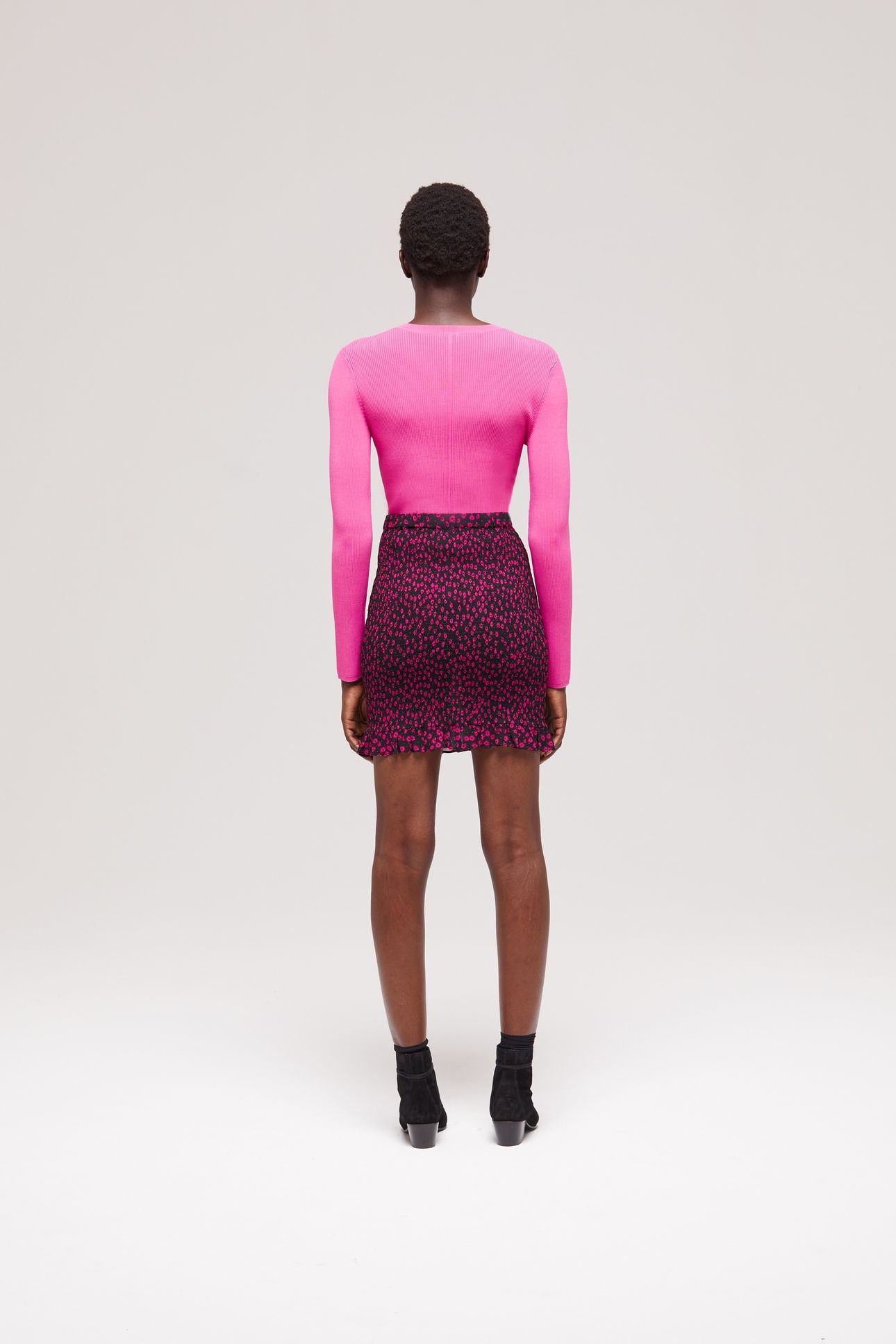 SMOCK PRINT DAISY DOT SHORT SKIRT PINK 3