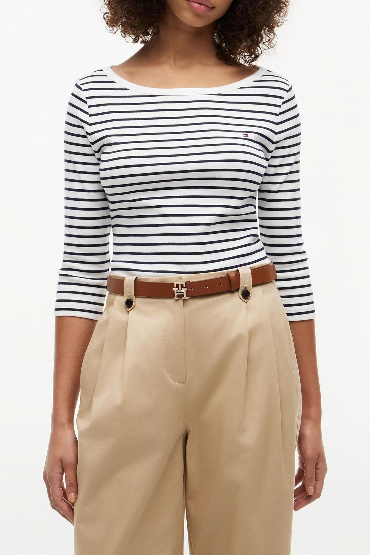 CODY BOAT-NECK 3/4 SLEEVE BRETON STRIPE ECRU/DARK NIGHT NAVY 1