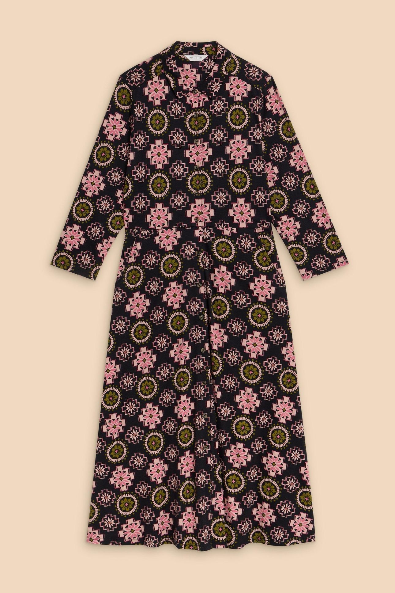 ADA JERSEY SHIRT DRESS BLACK MULTI 4