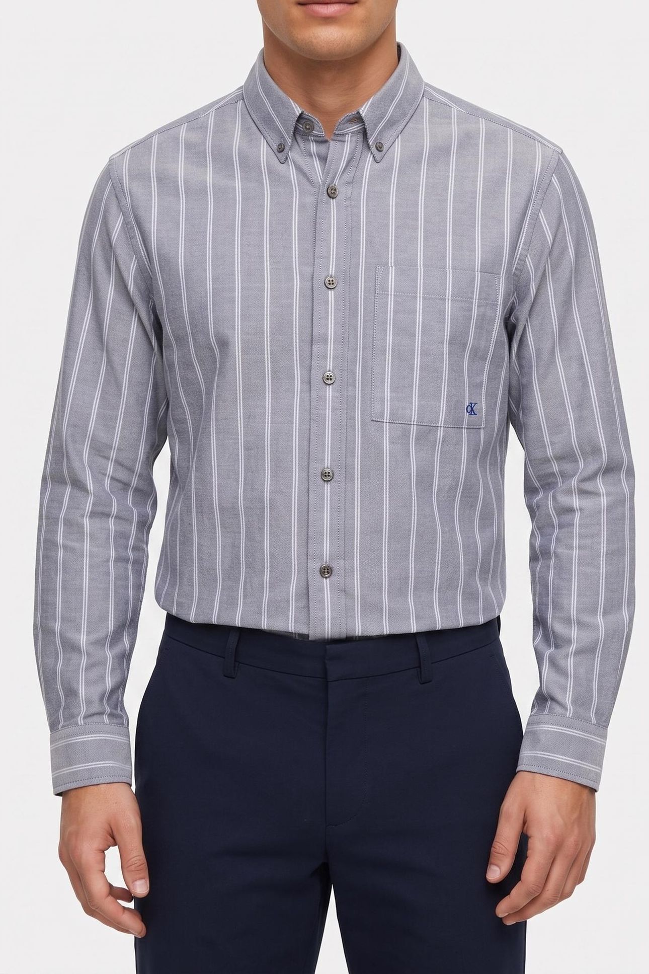 LS STRIPE OXFORD SHIRT HARLEM NIGHT BLUE 1
