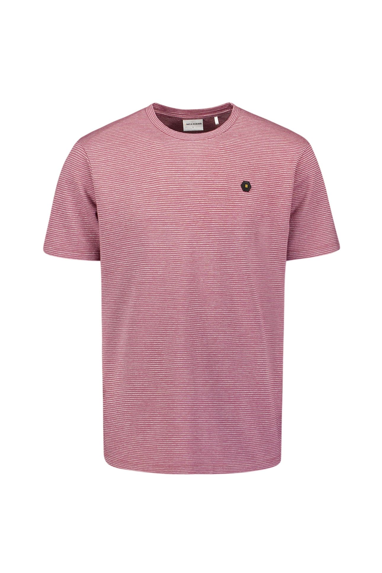 T-SHIRT CREWNECK MELANGE JACQUARD STRIPES DARK WINE 1