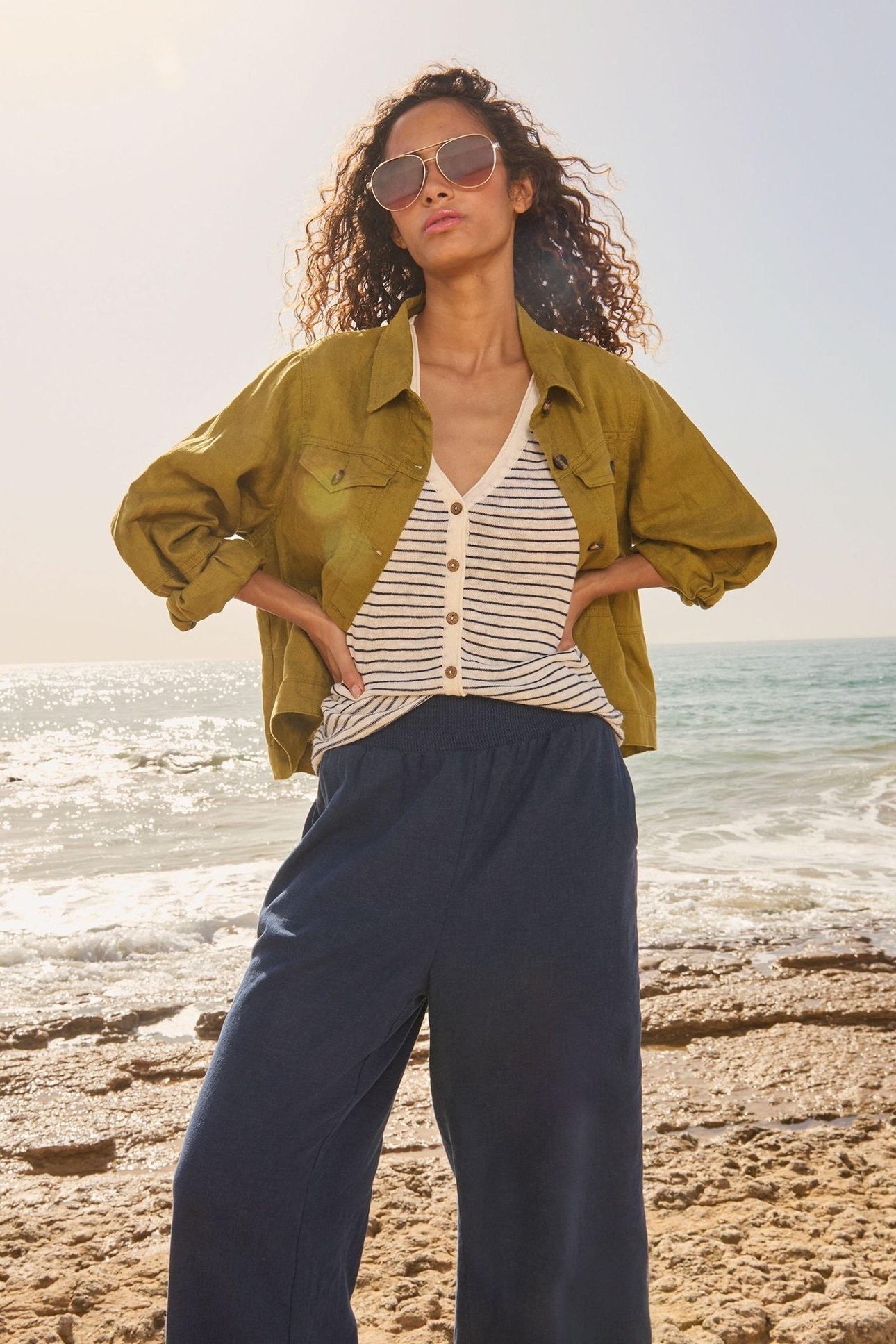 CAMILLE LINEN JACKET KHAKI GREEN 7