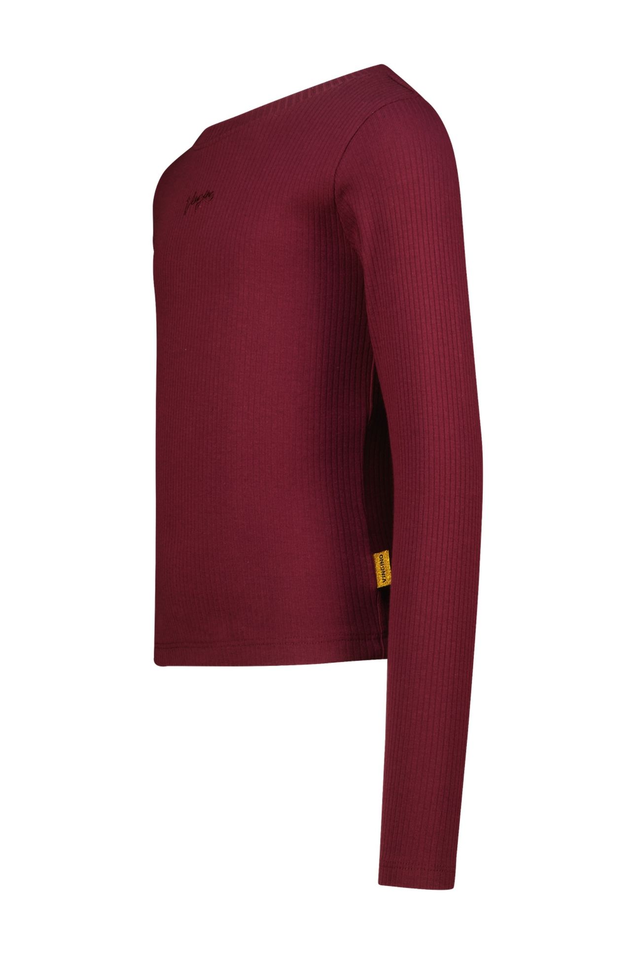 GIRLS BASIC RIB TOP T-SHIRT BURGUNDY RED 2