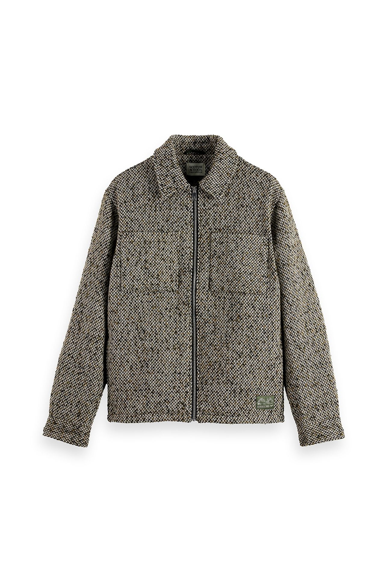 MULTICOLOURED TWEED WOOL-BLEND OVERSHIRT GREEN / BEIGE TWEED 1