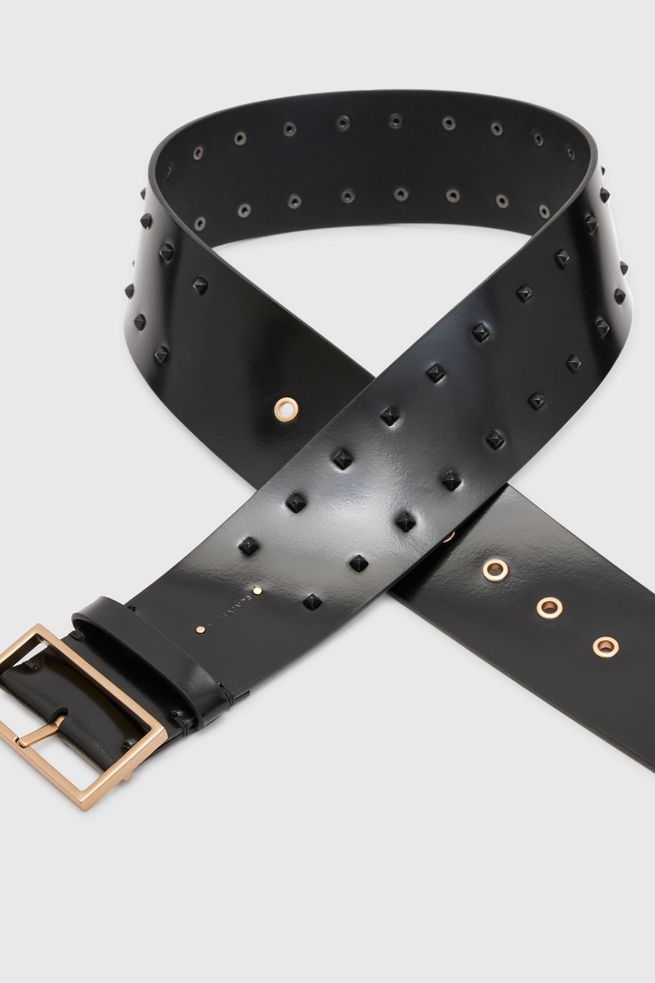 MAXIE STUD WIDE BELT BLACK/MATTE/BRASS 3