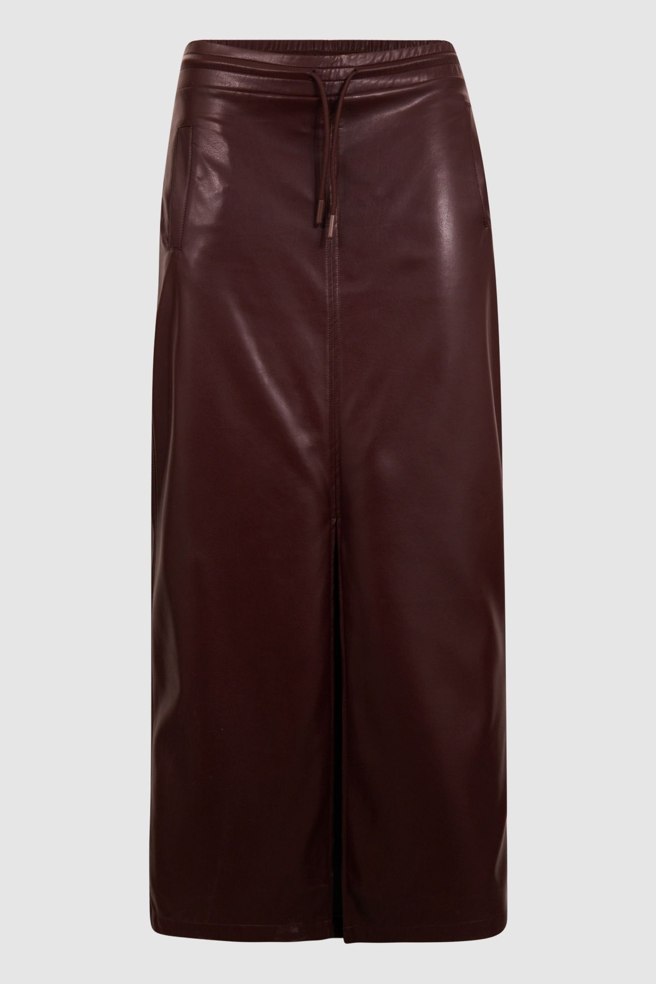 LA-SBVEGAN LEATHER SKIRT DARKRED 3