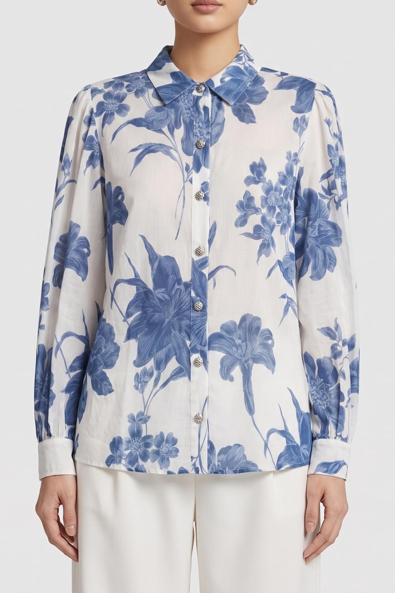 GUESS ECO LS CLARA BUTTON UP T DREAMING LILIES PRIN 1