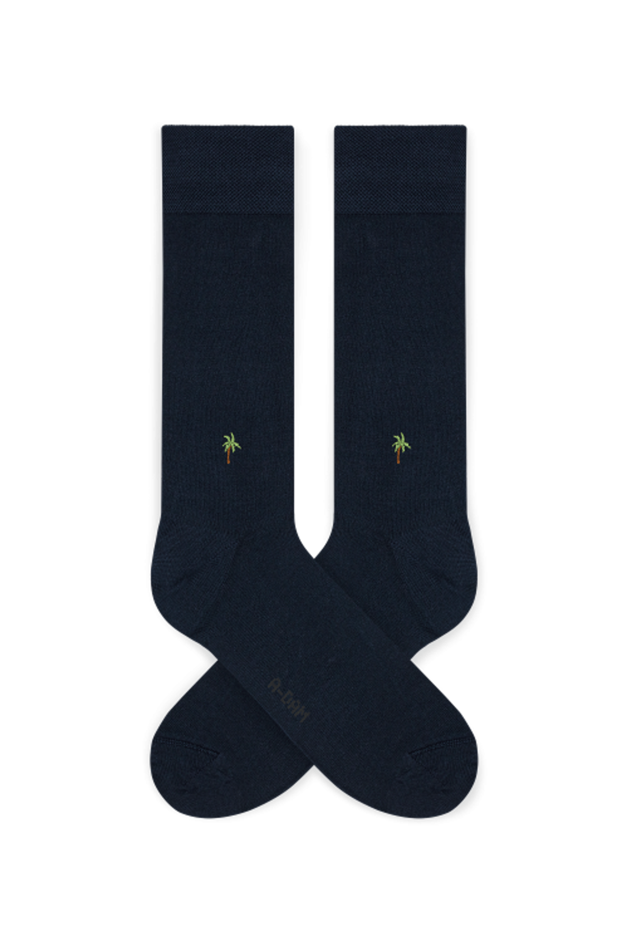 A-DAM 3-PACK DRESS SOCKS NAVY PALM TREE BLUE DARK NAVY 2