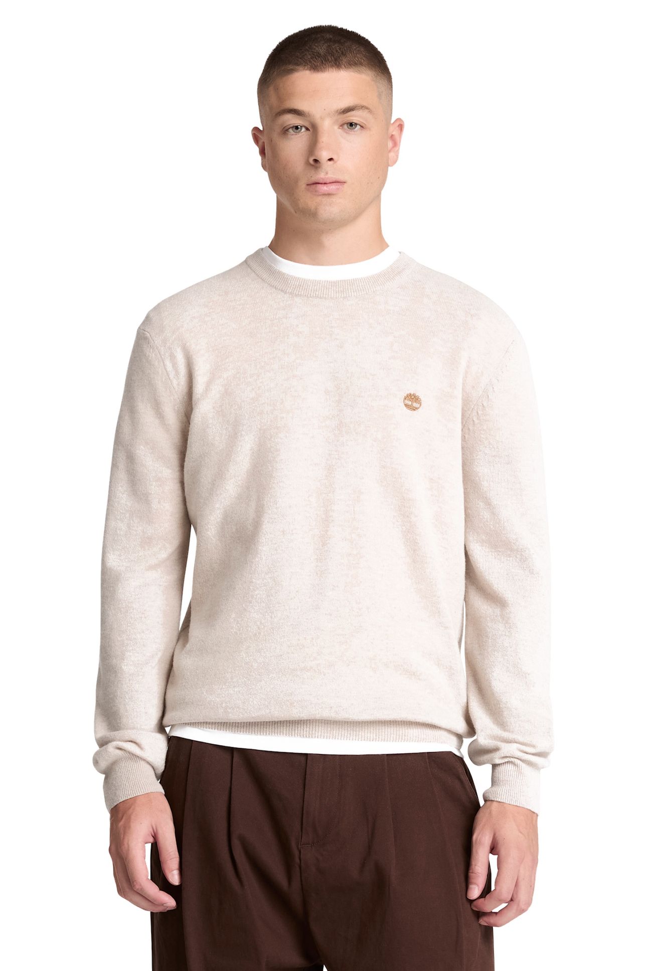 JAFFREY WOOL CREWNECK SWEATER LIGHT OATMEAL HEATHER 1