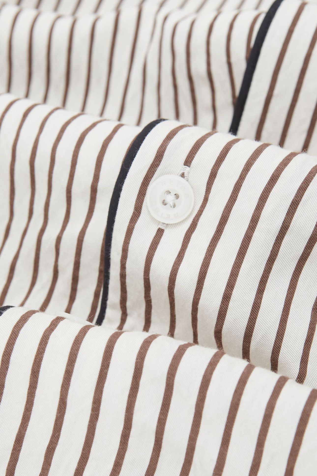LS PINSTRIPE PIPED CUBAN SHIRT WHITE/BROWN 7