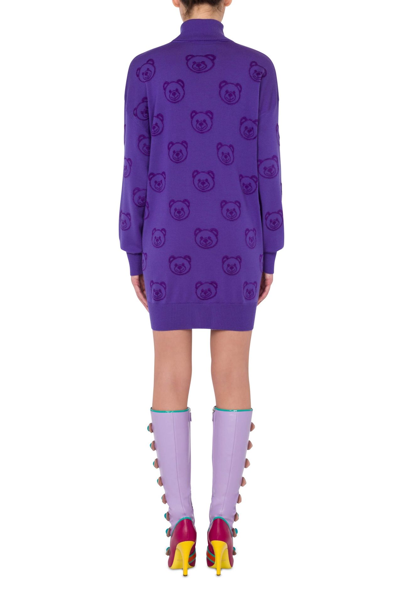 ALLOVER TEDDY BEAR WOOL DRESS PURPLE 2