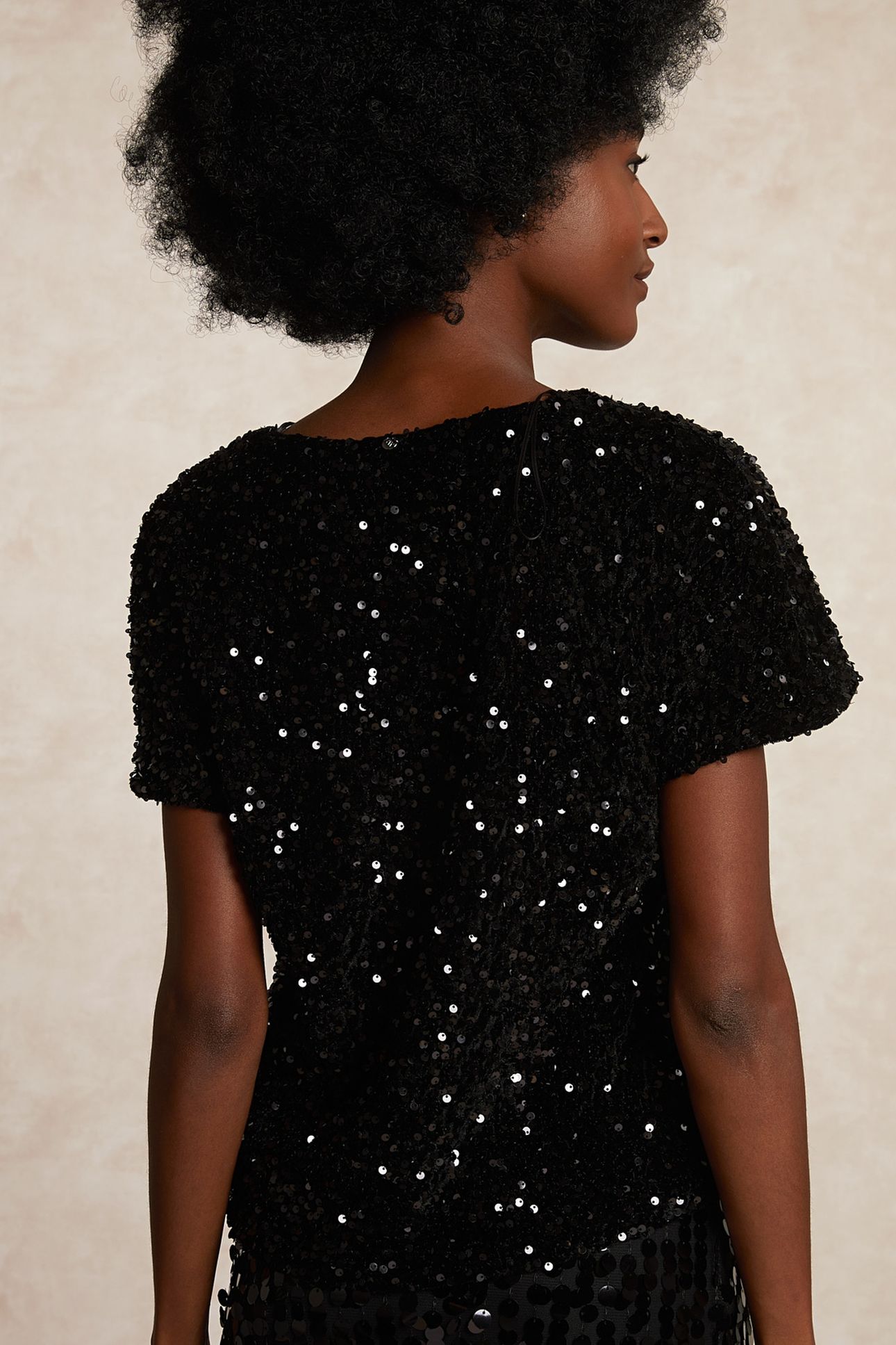PAILLETTEN BLOUSE SHORT SLEEVES BLACK 2